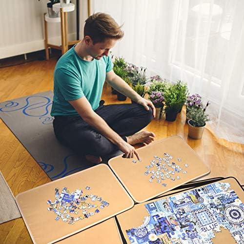 image1500 Pieces Jigsaw Puzzle Board Portable Puzzle Board Jigsaw Puzzle Table Board Puzzle Keeper Puzzle Caddy with Sorting Trays ampamp Detachable BoardNonSlip Surface