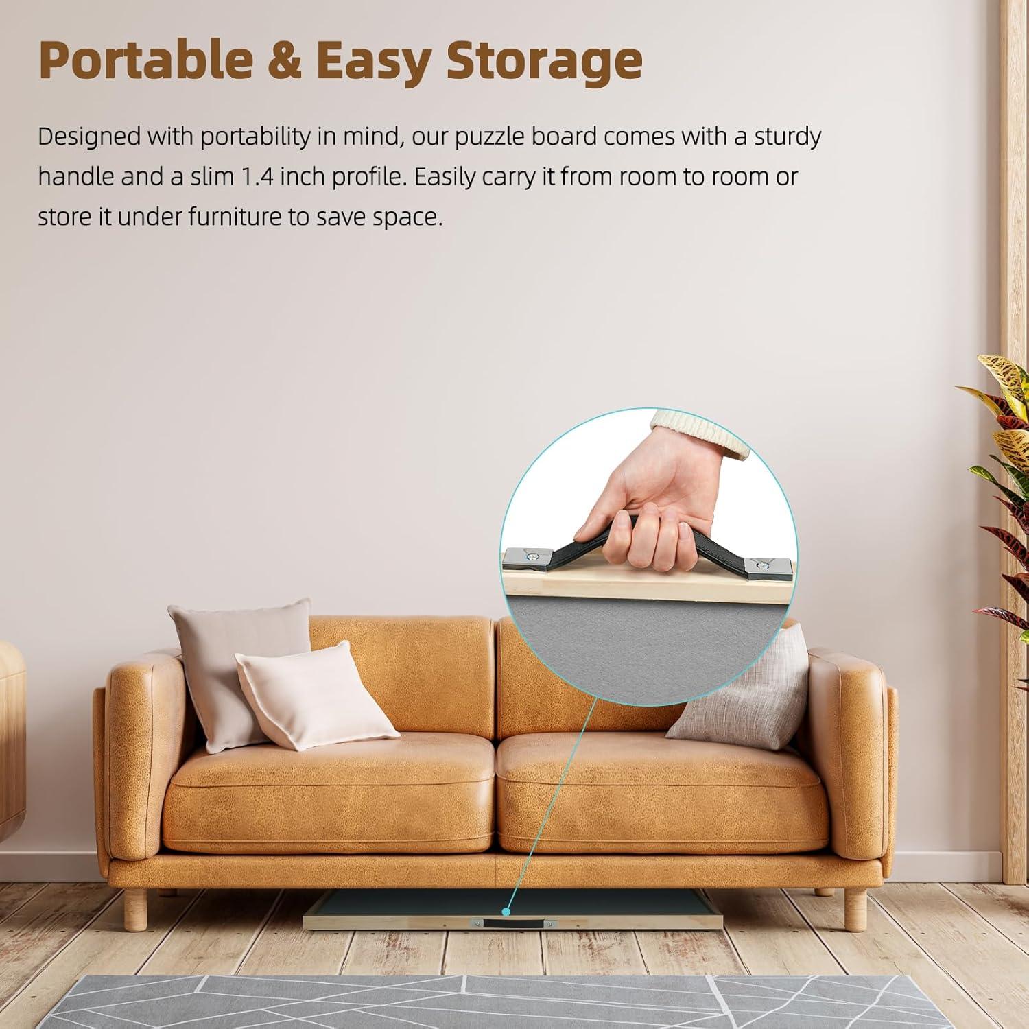 imageALL4JIG 1000 Piece Rotating Puzzle Board with Drawers 22quotx30quotPortable Wooden Jigsaw Puzzle Table for Adults PortableLazy Susan Spinning Puzzle Boards Birthday Gift for momLight Grey