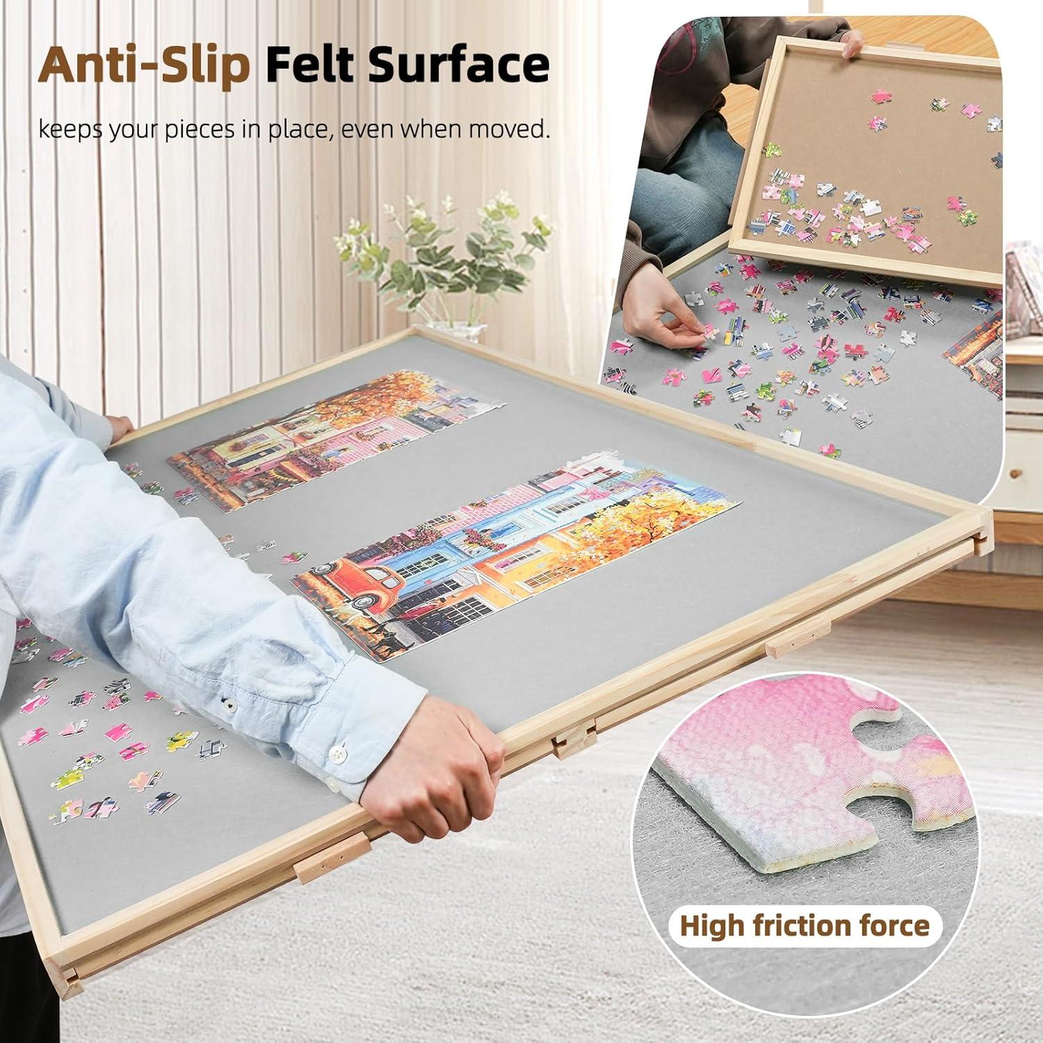 imageALL4JIG 1000 Piece Rotating Puzzle Board with Drawers 22quotx30quotPortable Wooden Jigsaw Puzzle Table for Adults PortableLazy Susan Spinning Puzzle Boards Birthday Gift for momLight Grey