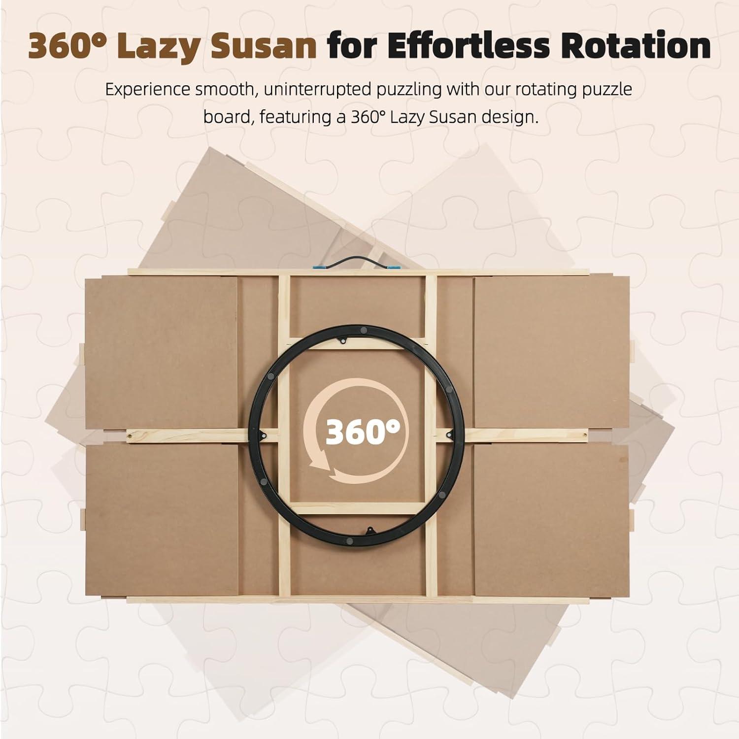 imageALL4JIG 1000 Piece Rotating Puzzle Board with Drawers 22quotx30quotPortable Wooden Jigsaw Puzzle Table for Adults PortableLazy Susan Spinning Puzzle Boards Birthday Gift for momLight Grey
