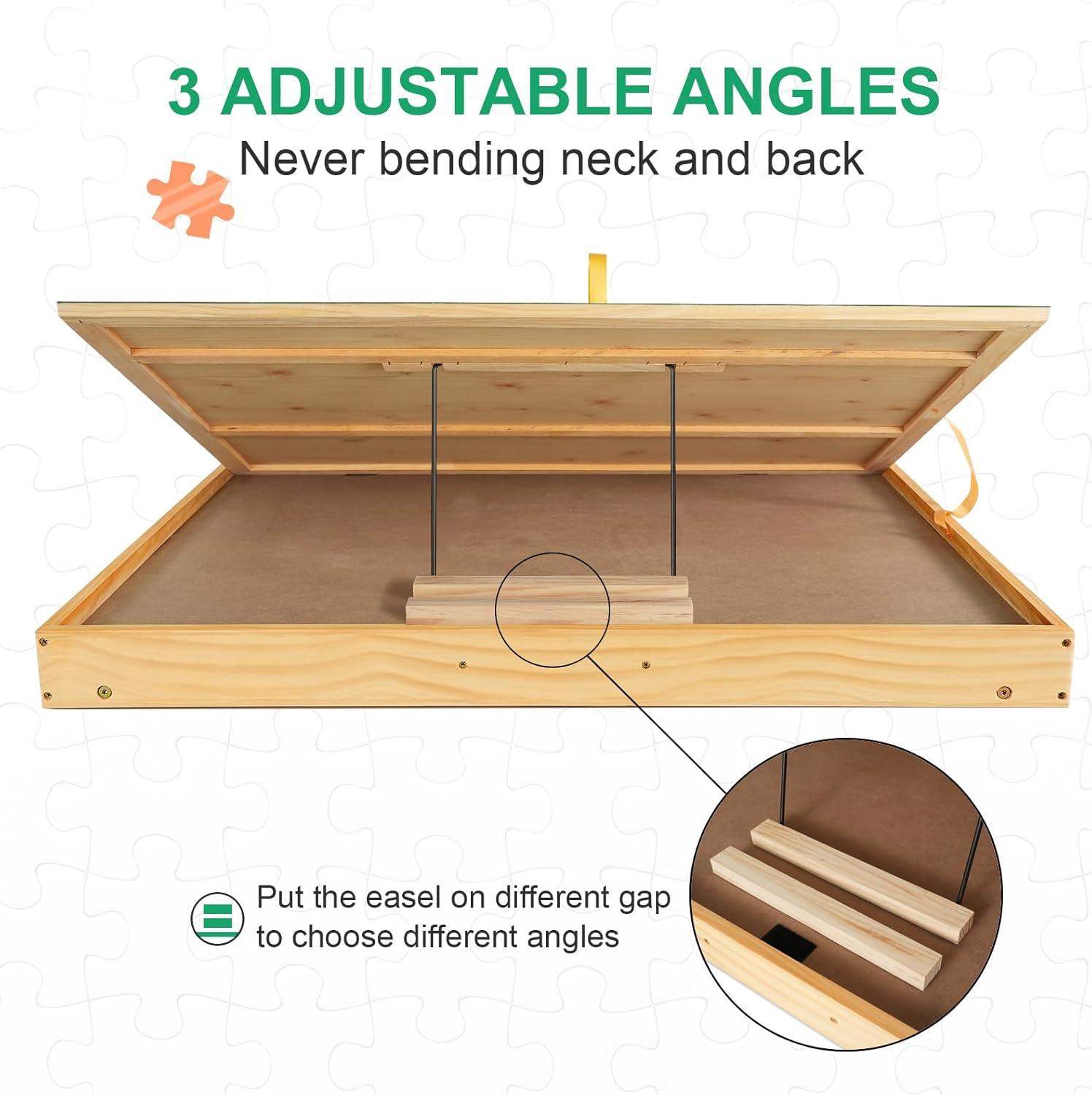 imageALL4JIG 1000PCS Adjustable Jigsaw Puzzle Board with 4 Drawers ampamp Cover 3TiltingAngle Jigsaw Wooden Puzzle Table for Adults 21 X 29quot Puzzle EaselPortable Puzzle Table with Legs