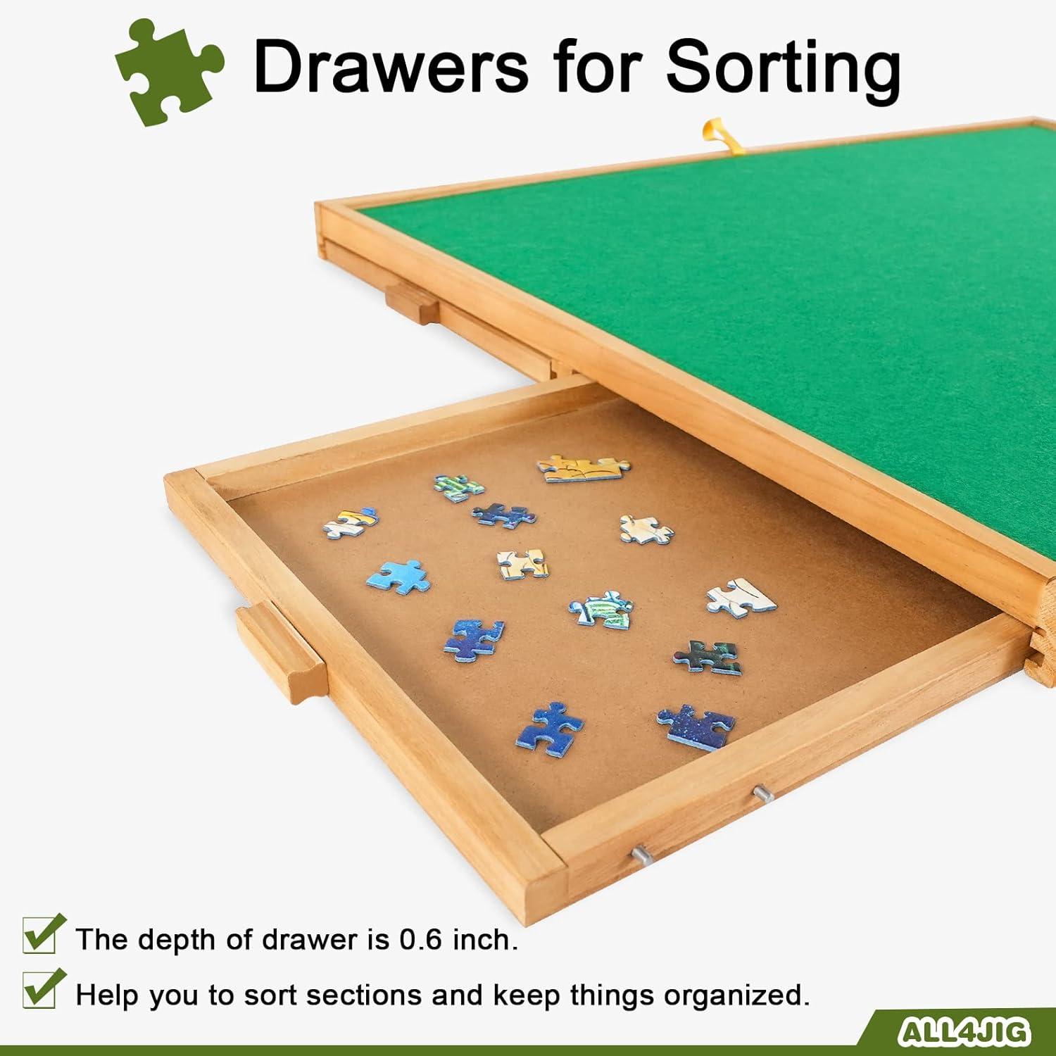 imageALL4JIG 1000PCS Adjustable Wooden Jigsaw Puzzle Board with 4 Drawers ampamp Cover  3TiltingAngle Puzzle Table for Adults  25quot X 34quot Portable Puzzle Table Top Easel