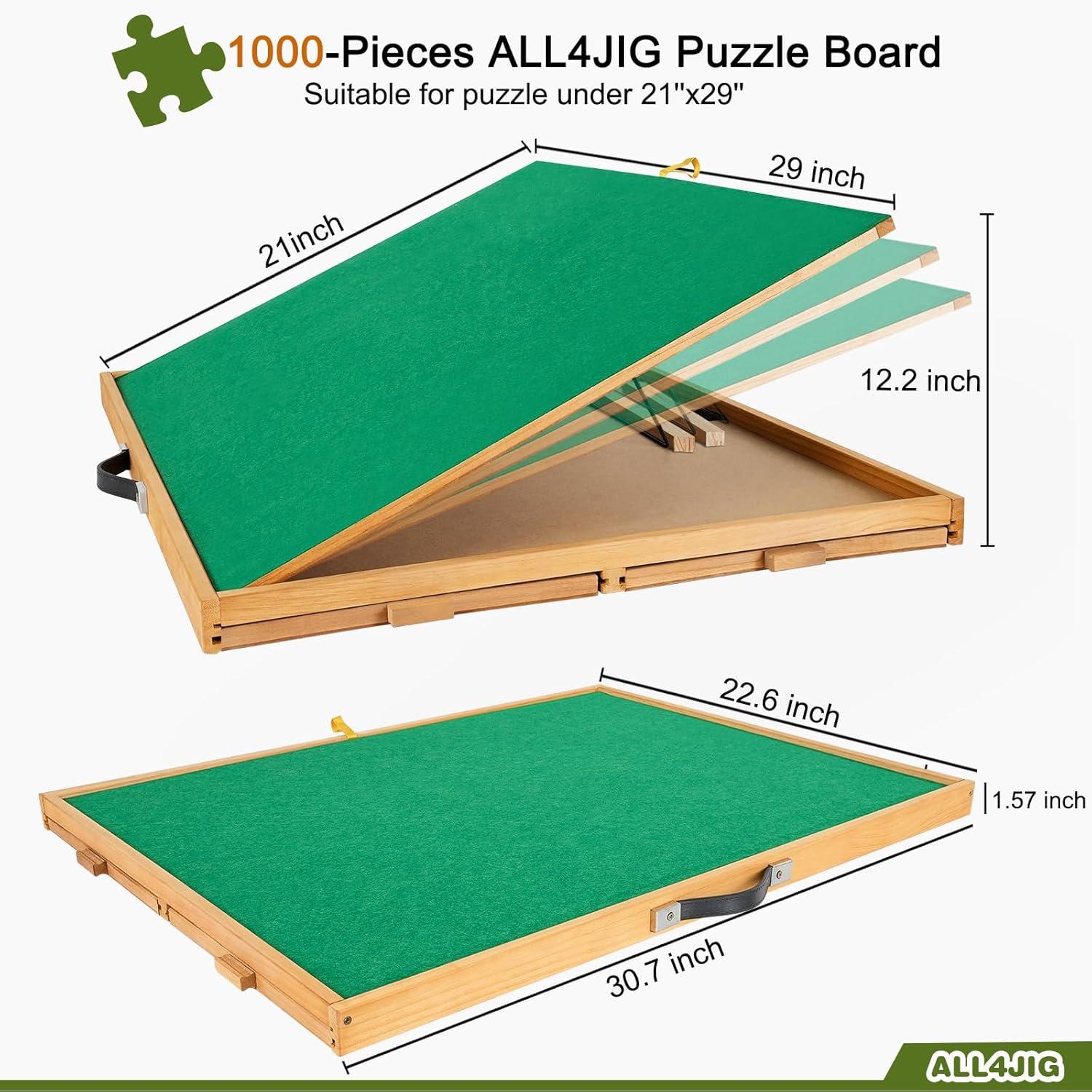 imageALL4JIG 1000PCS Adjustable Wooden Jigsaw Puzzle Board with 4 Drawers ampamp Cover  3TiltingAngle Puzzle Table for Adults  25quot X 34quot Portable Puzzle Table Top Easel