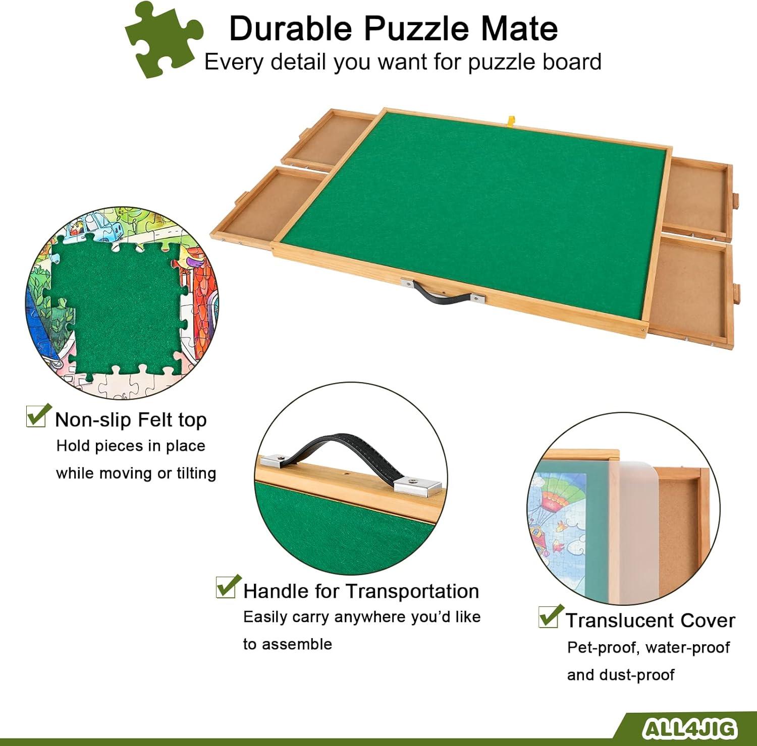imageALL4JIG 1000PCS Adjustable Wooden Jigsaw Puzzle Board with 4 Drawers ampamp Cover  3TiltingAngle Puzzle Table for Adults  25quot X 34quot Portable Puzzle Table Top Easel