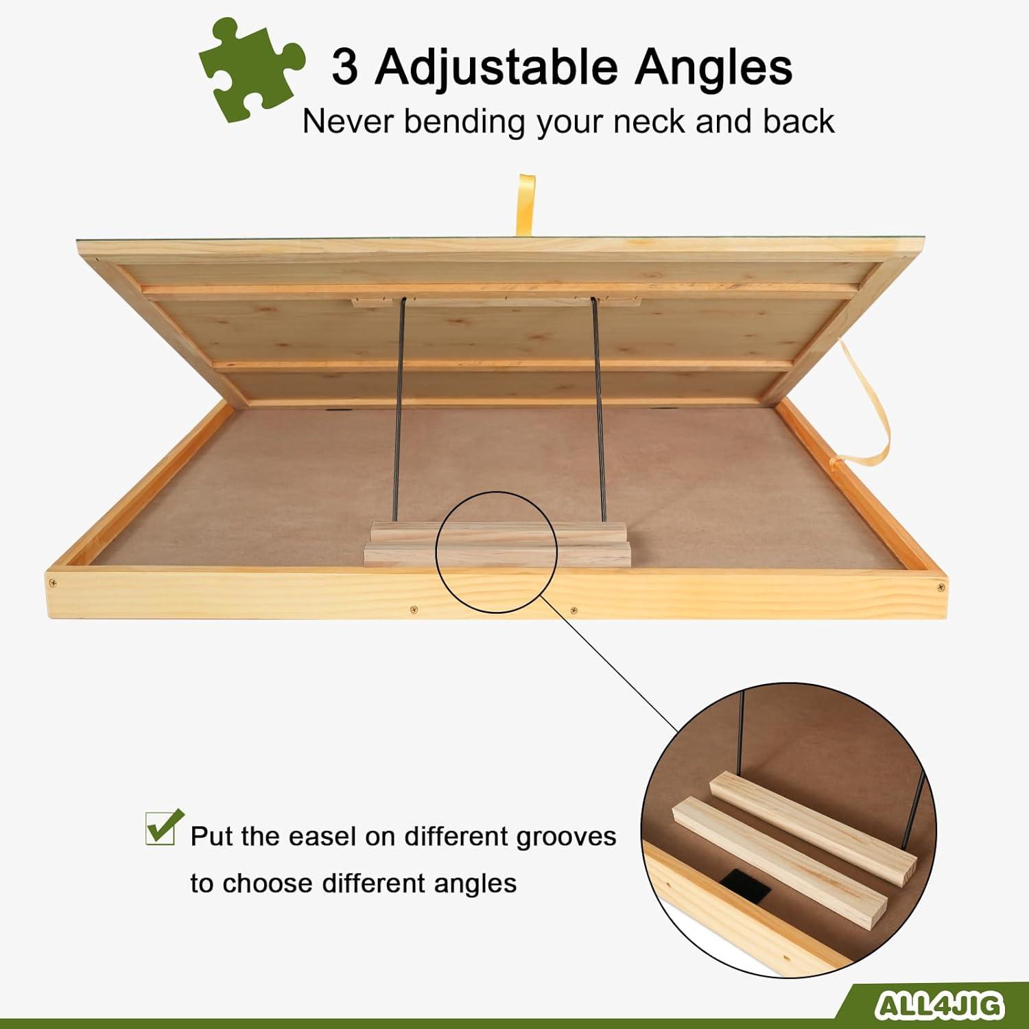 imageALL4JIG 1000PCS Adjustable Wooden Jigsaw Puzzle Board with 4 Drawers ampamp Cover  3TiltingAngle Puzzle Table for Adults  25quot X 34quot Portable Puzzle Table Top Easel