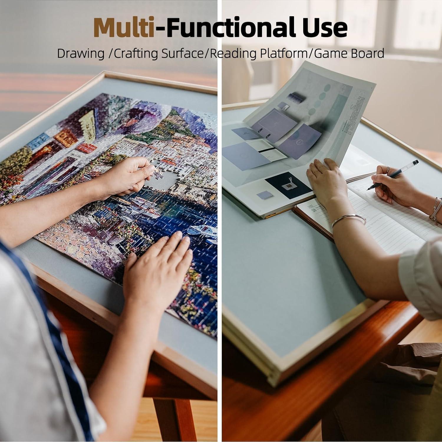 imageALL4JIG 1500 Pieces 2in1 Tilting ampamp Rotating Puzzle Board for Adults Gifts Wooden Jigsaw Puzzle Table with 4 Drawers Portable Board with Lazy Susan and Cover 252quot x 342quotMetal