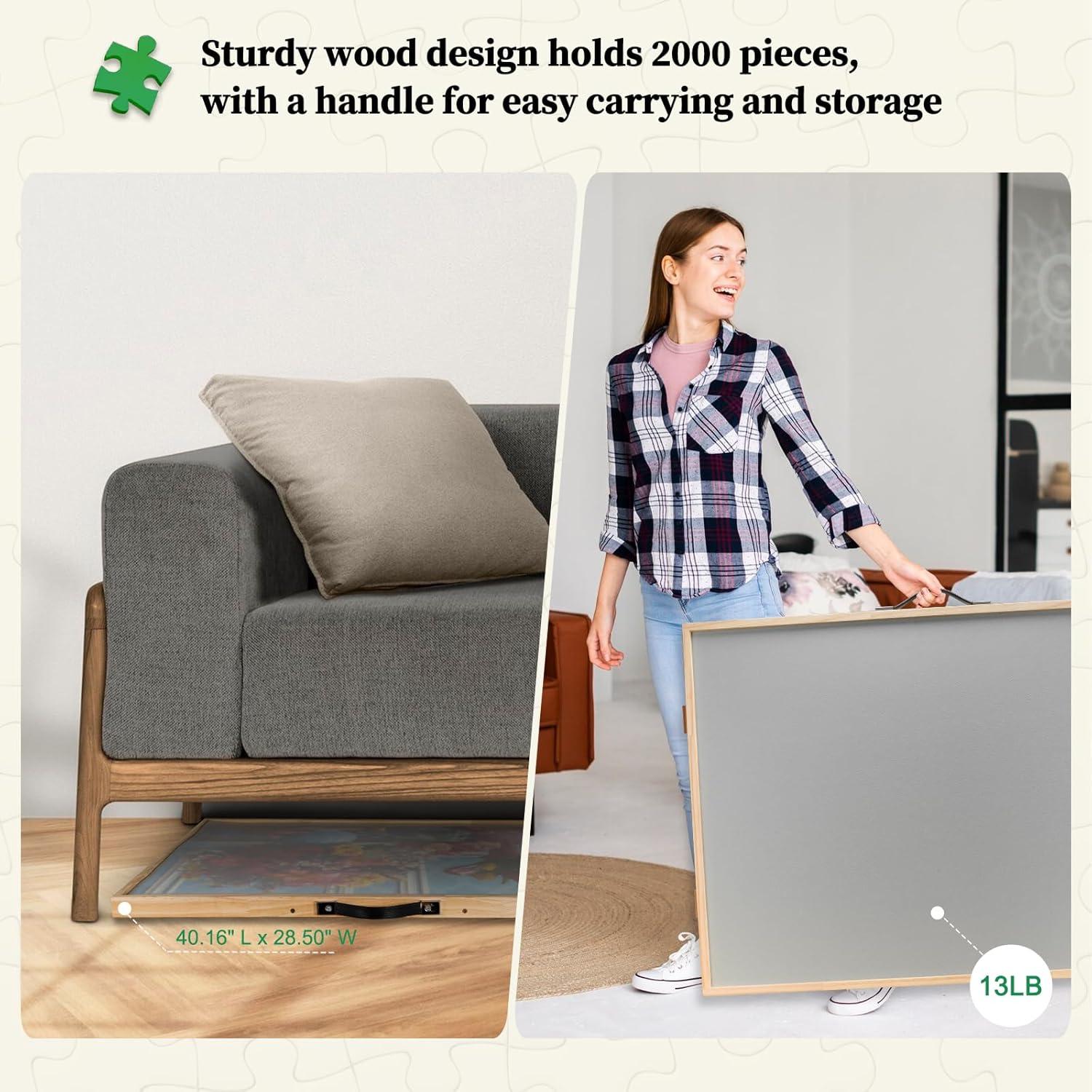 imageALL4JIG 1500 Pieces 2in1 Tilting ampamp Rotating Puzzle Board for Adults Gifts Wooden Jigsaw Puzzle Table with 4 Drawers Portable Board with Lazy Susan and Cover 252quot x 342quotIron