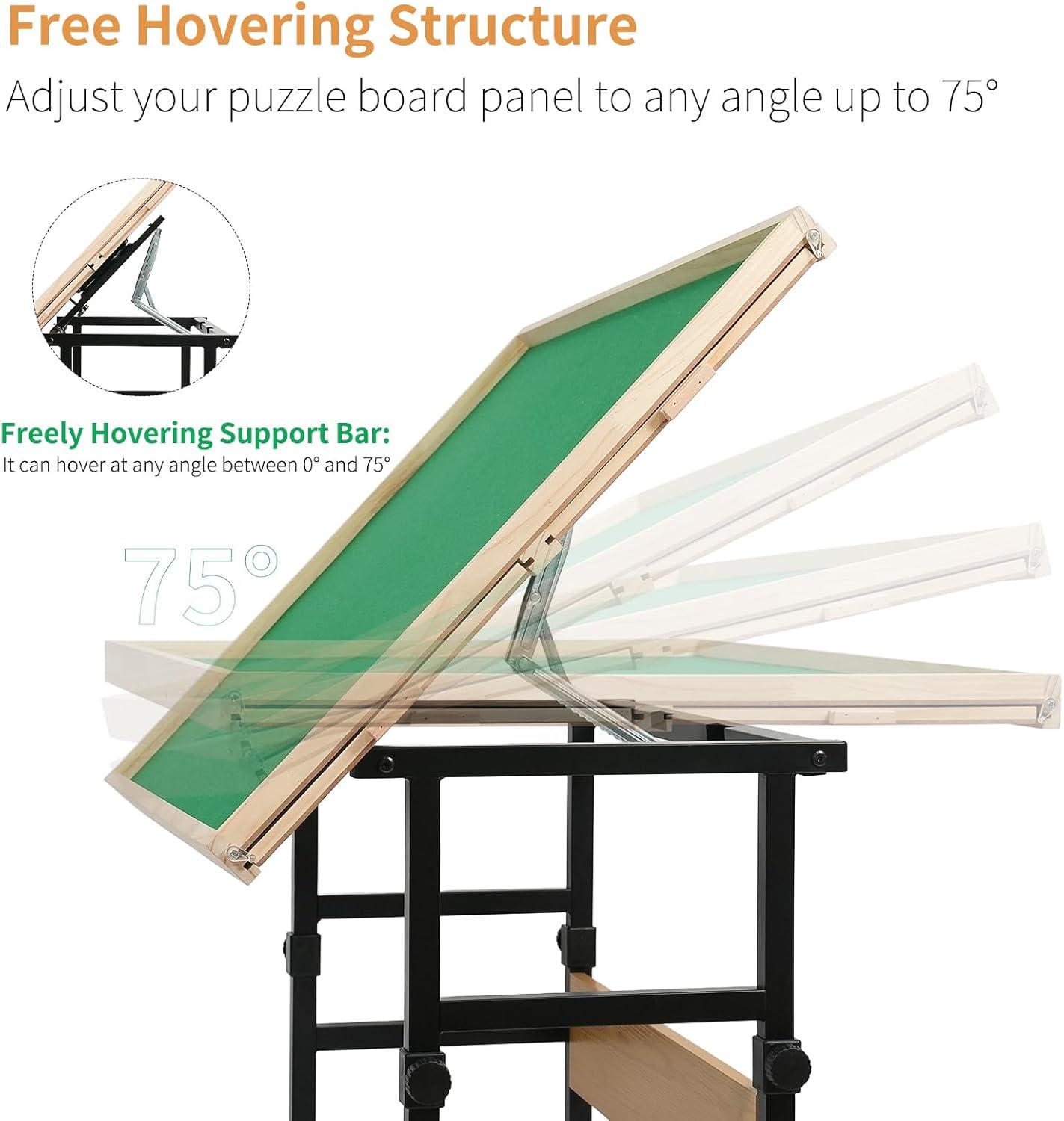 imageALL4JIG 1500 Pieces 360Rotating Puzzle Table for Adults Gifts Wooden Jigsaw Puzzle Table with 4 Drawers ampamp Cover Vertical Placement OptionMedium