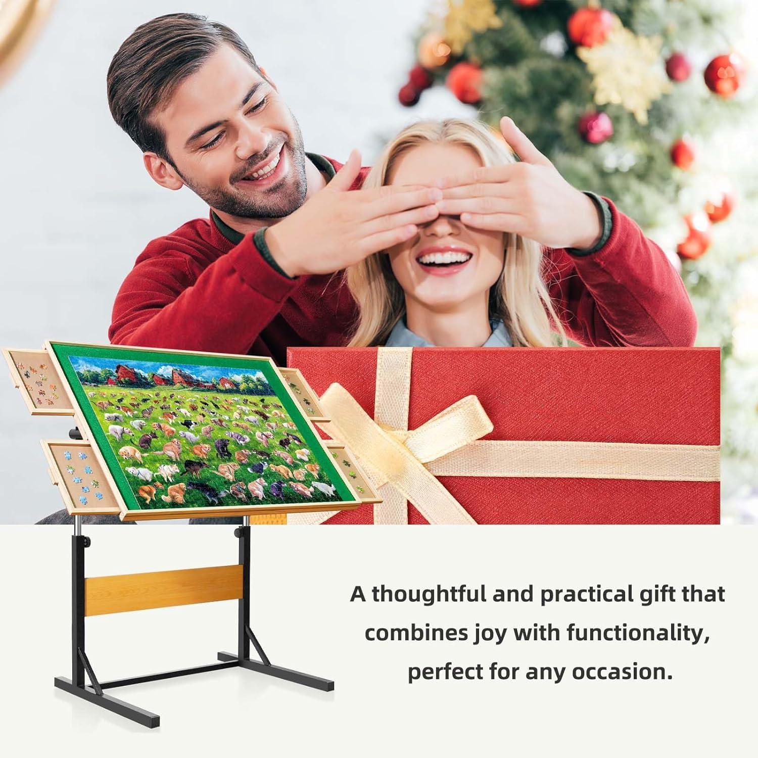 imageALL4JIG 1500 Pieces Puzzle Table for Adults Gifts Wooden Jigsaw Puzzle Table with 4 Drawers Upgraded Stability ampamp Optimized Lightweight Design Puzzles for AdultsWithout Wheels