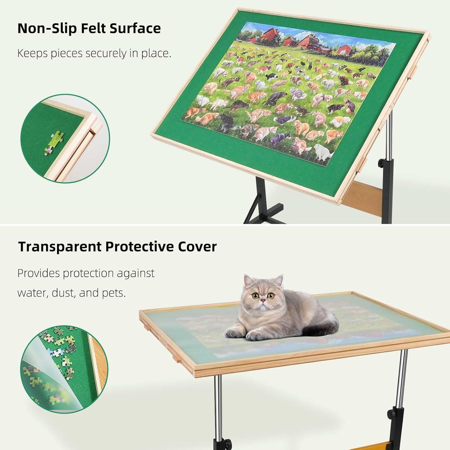imageALL4JIG 1500 Pieces Puzzle Table for Adults Gifts Wooden Jigsaw Puzzle Table with 4 Drawers Upgraded Stability ampamp Optimized Lightweight Design Puzzles for AdultsWithout Wheels