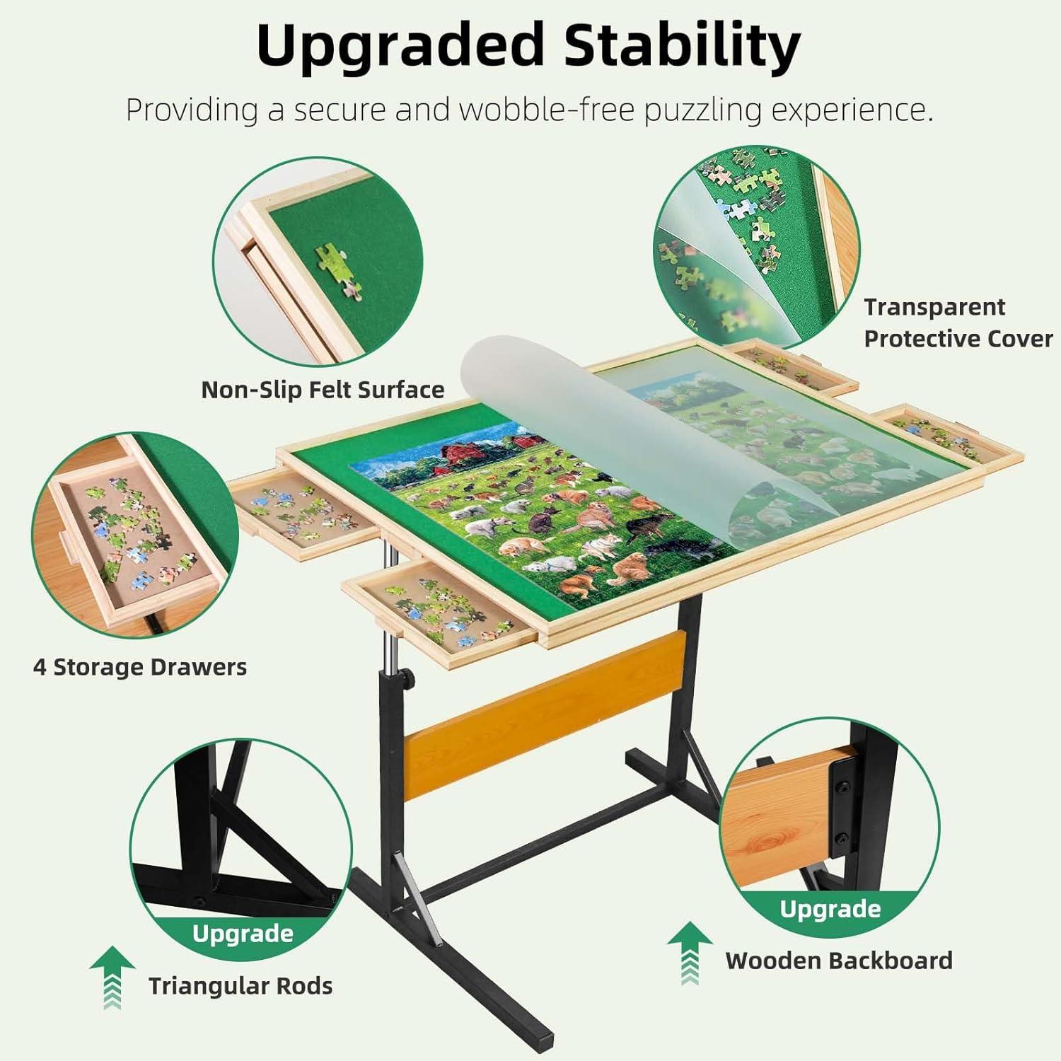 imageALL4JIG 1500 Pieces Puzzle Table for Adults Gifts Wooden Jigsaw Puzzle Table with 4 Drawers Upgraded Stability ampamp Optimized Lightweight Design Puzzles for AdultsWithout Wheels