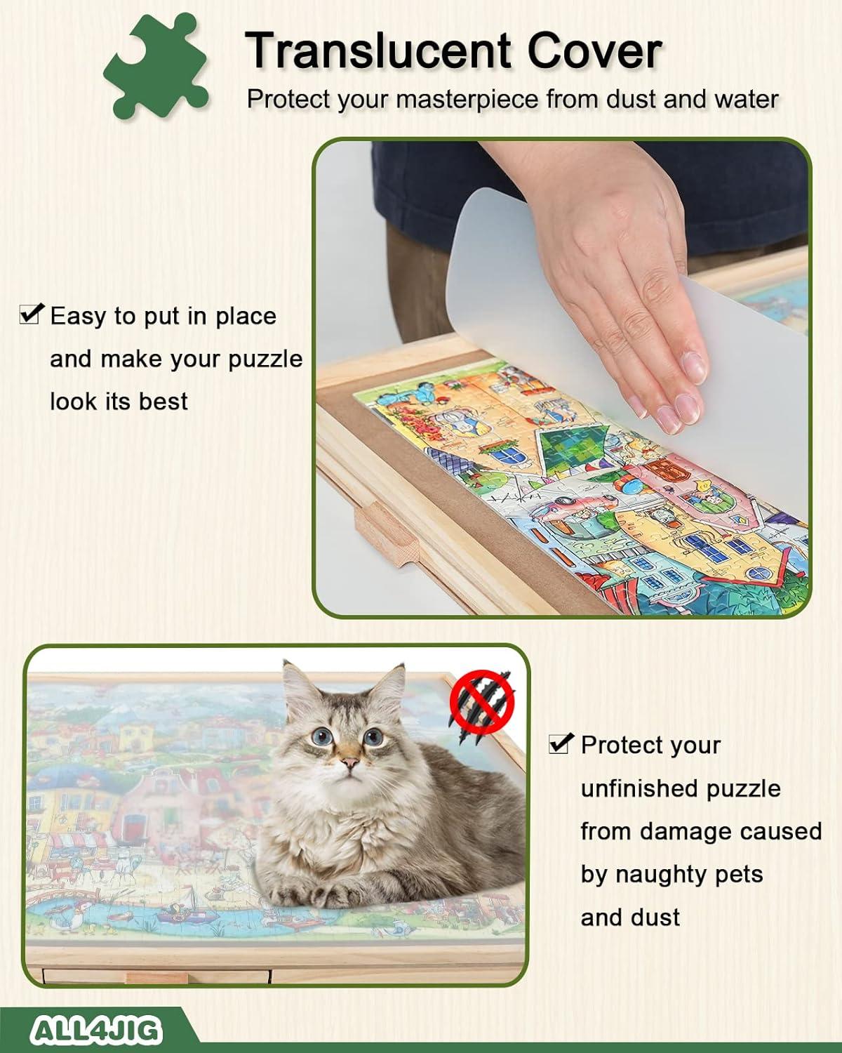 imageALL4JIG 1500 Pieces Rotating Puzzle Board with 6 Drawers and Cover25quotx34quotPortable Wooden Jigsaw Puzzle Table for AdultsLazy Susan Spinning Puzzle Boards Birthday Gift for momLarge2000pcs