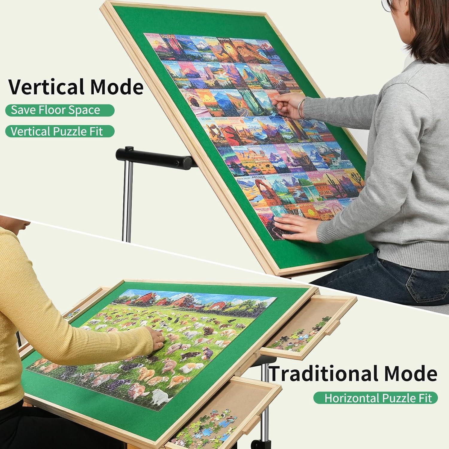 imageALL4JIG 2000 Piece Jigsaw Puzzle Table with LegsWooden Jigsaw Puzzle Table with 4 Drawers ampamp Cover360Rotating for Easy AccessAdjustable Angle ampamp Height AdjustmentWithout Wheels