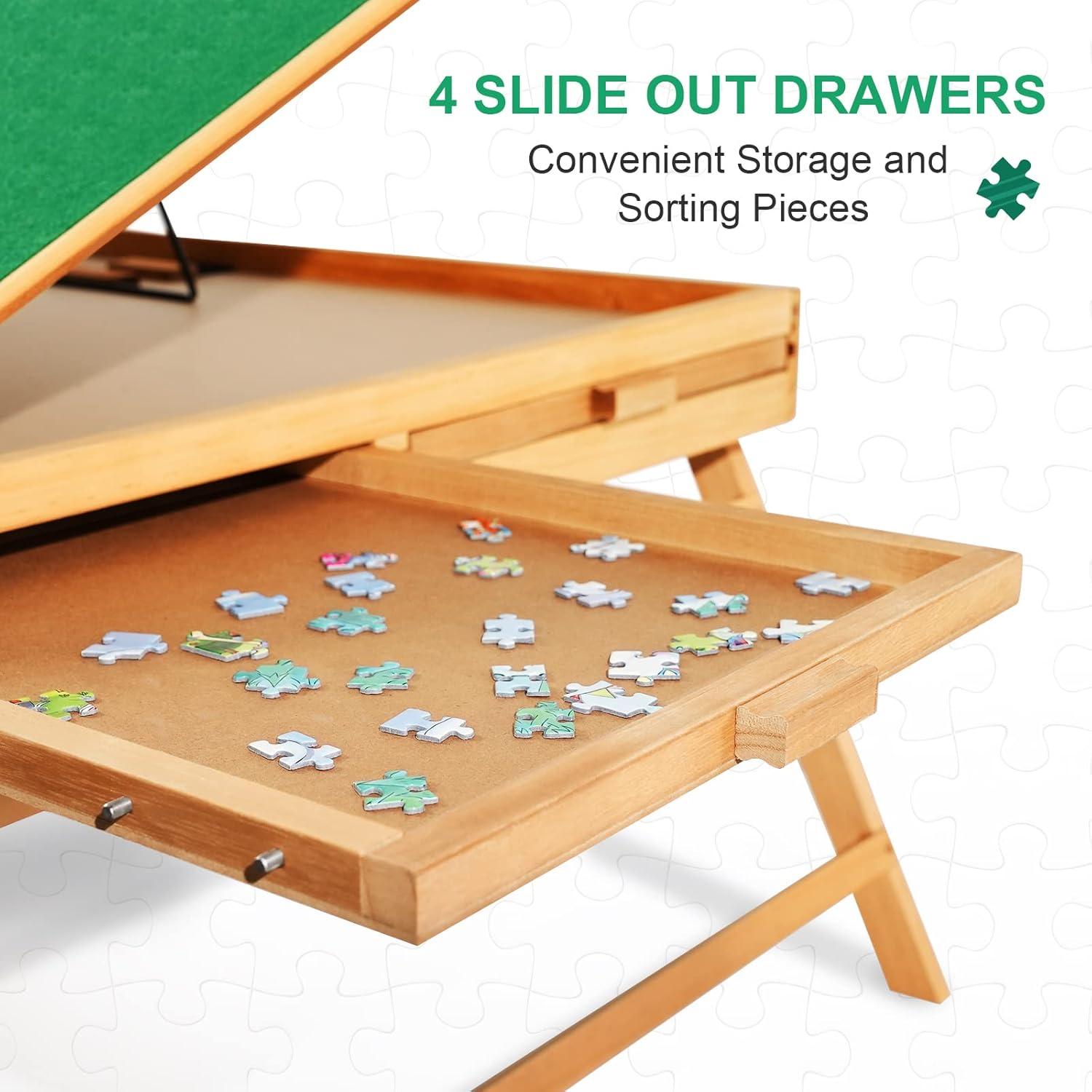 imageALL4JIG 2000PCS Portable Puzzle Table with Legs Adjustable Jigsaw Wooden Puzzle Board with 4 Drawers ampamp Cover Birthday Gift for mom 3TiltingAngle Jigsaw Puzzle Table for AdultsShort Legs