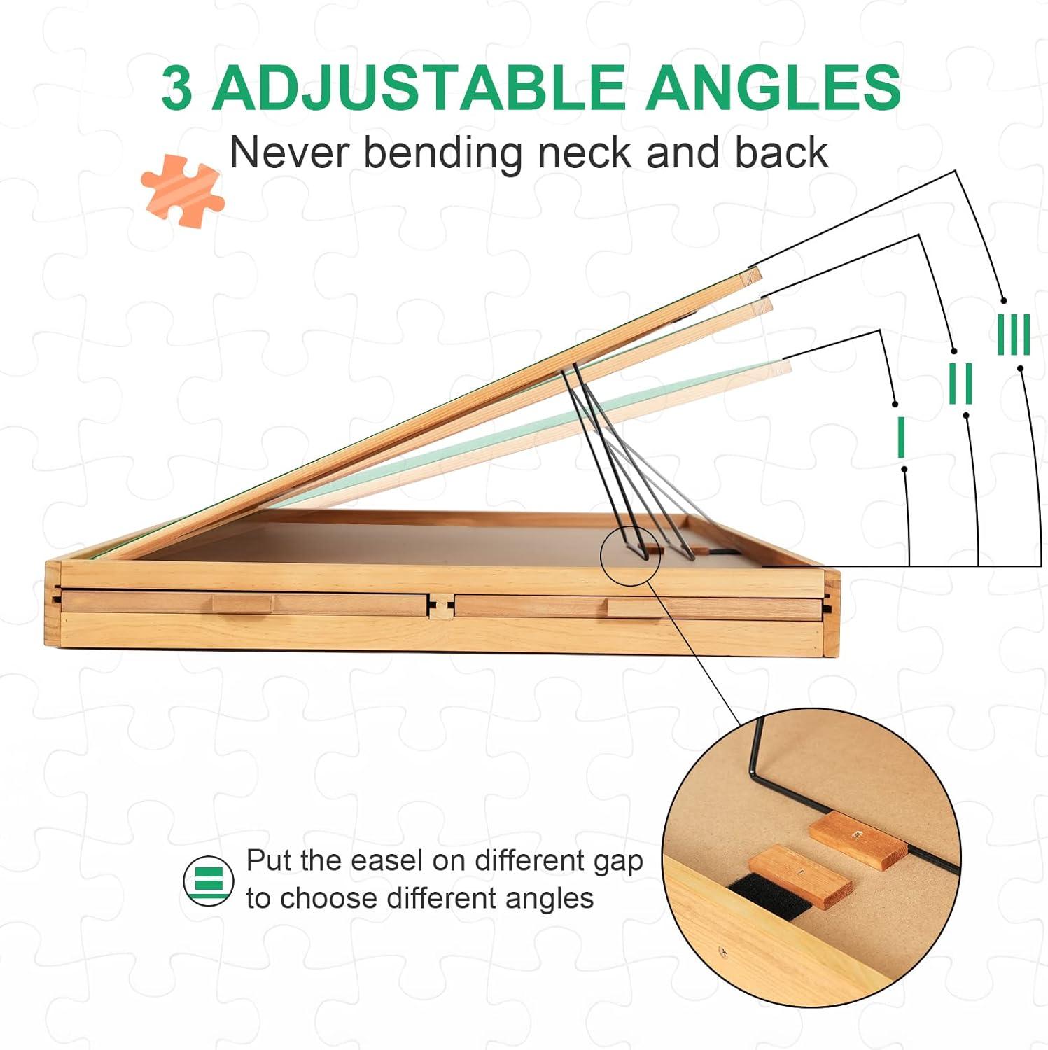 imageALL4JIG 2000PCS Portable Puzzle Table with Legs Adjustable Jigsaw Wooden Puzzle Board with 4 Drawers ampamp Cover Birthday Gift for mom 3TiltingAngle Jigsaw Puzzle Table for AdultsShort Legs