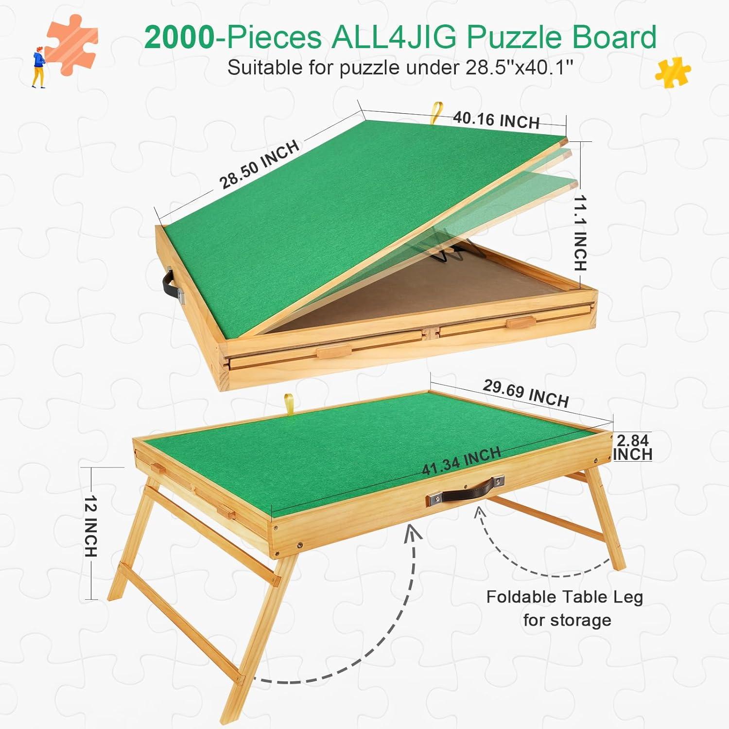 imageALL4JIG 2000PCS Portable Puzzle Table with Legs Adjustable Jigsaw Wooden Puzzle Board with 4 Drawers ampamp Cover Birthday Gift for mom 3TiltingAngle Jigsaw Puzzle Table for AdultsShort Legs