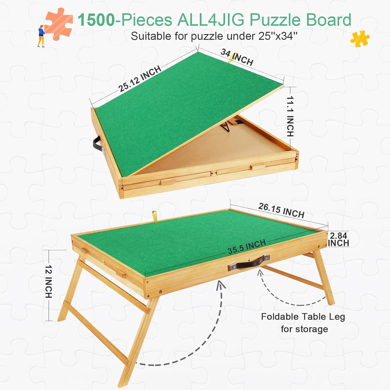 imageALL4JIG 2000PCS Portable Puzzle Table with Legs Adjustable Jigsaw Wooden Puzzle Board with 4 Drawers ampamp Cover Birthday Gift for mom 3TiltingAngle Jigsaw Puzzle Table for AdultsShort Legs