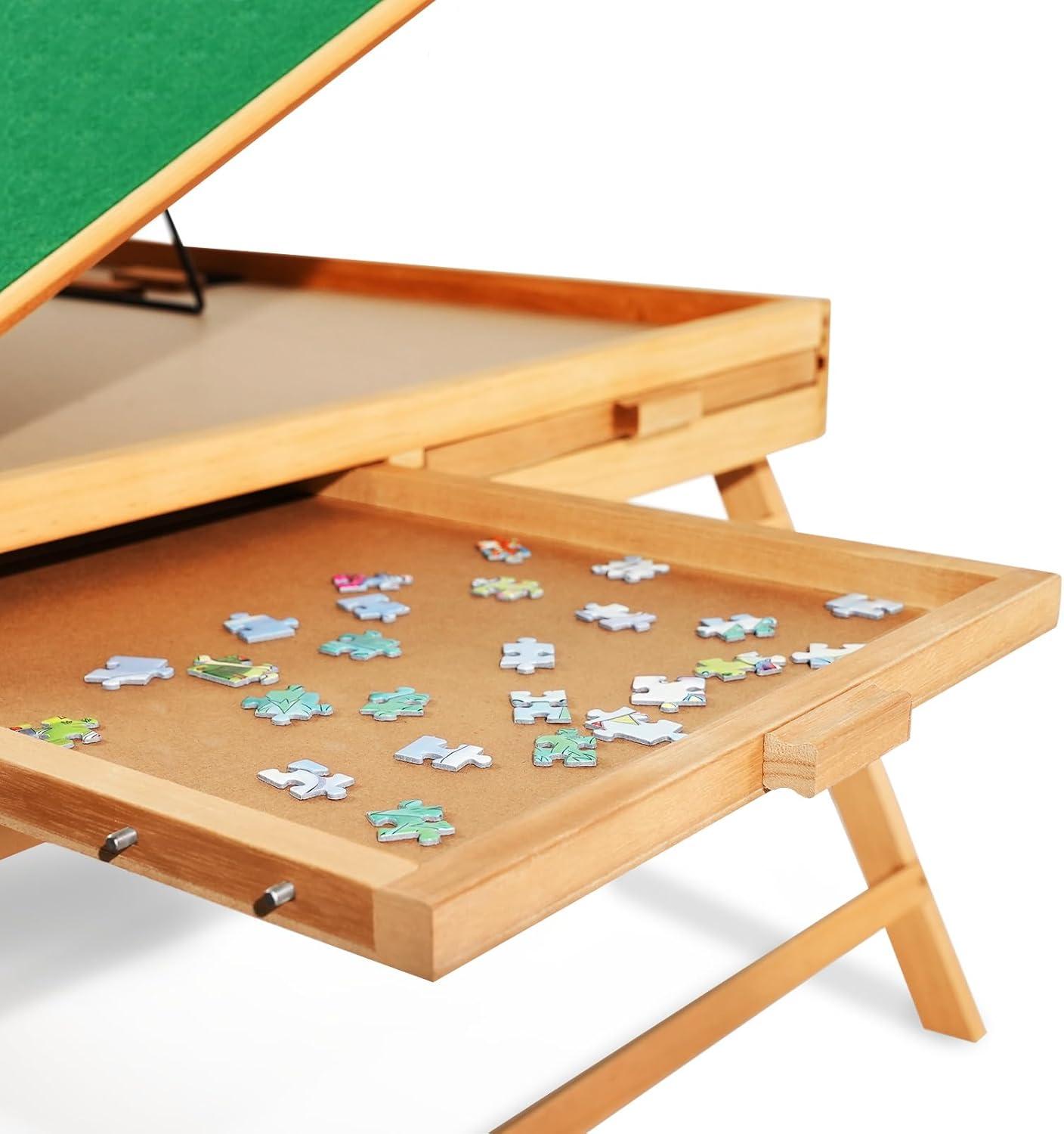 imageALL4JIG 2000PCS Portable Puzzle Table with Legs Adjustable Jigsaw Wooden Puzzle Board with 4 Drawers ampamp Cover Birthday Gift for mom 3TiltingAngle Jigsaw Puzzle Table for AdultsShort Legs