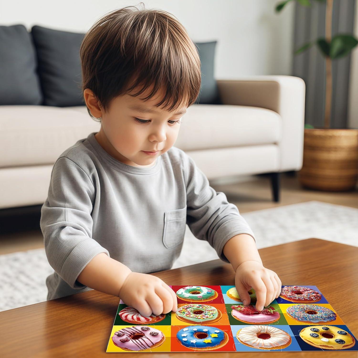 imageALL4JIG 4 in 1 Delicious Food Fun Jigsaw Puzzles for Kids Ages 48 24 Pieces 9quot  6quot Christmas Secret Santa Gift White Elephant Gifts for Girls and Boys Learning EducationalDelicious Food