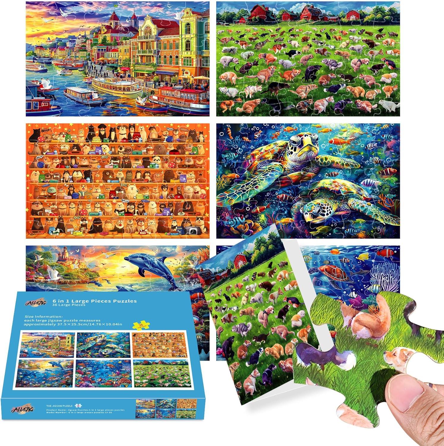 imageALL4JIG 4 in 1 Delicious Food Fun Jigsaw Puzzles for Kids Ages 48 24 Pieces 9quot  6quot Christmas Secret Santa Gift White Elephant Gifts for Girls and Boys Learning EducationalMixing Topics