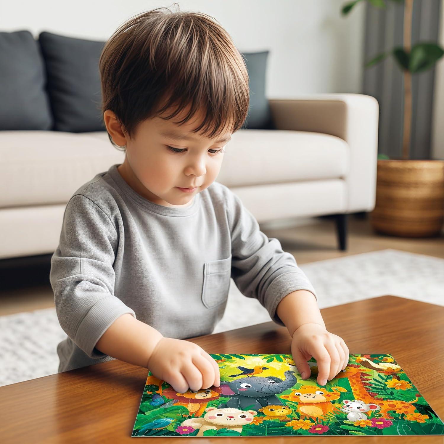 imageALL4JIG 4 in 1 Delicious Food Fun Jigsaw Puzzles for Kids Ages 48 24 Pieces 9quot  6quot Christmas Secret Santa Gift White Elephant Gifts for Girls and Boys Learning EducationalFruit