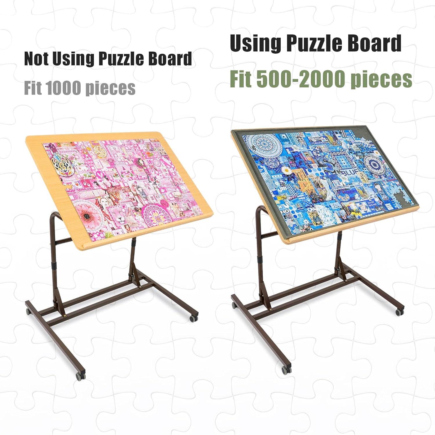 imageALL4JIG Adjustable Wooden Jigsaw Puzzle Table with Wheels Fits 5002000 Piece Puzzles Puzzle Board Not Included