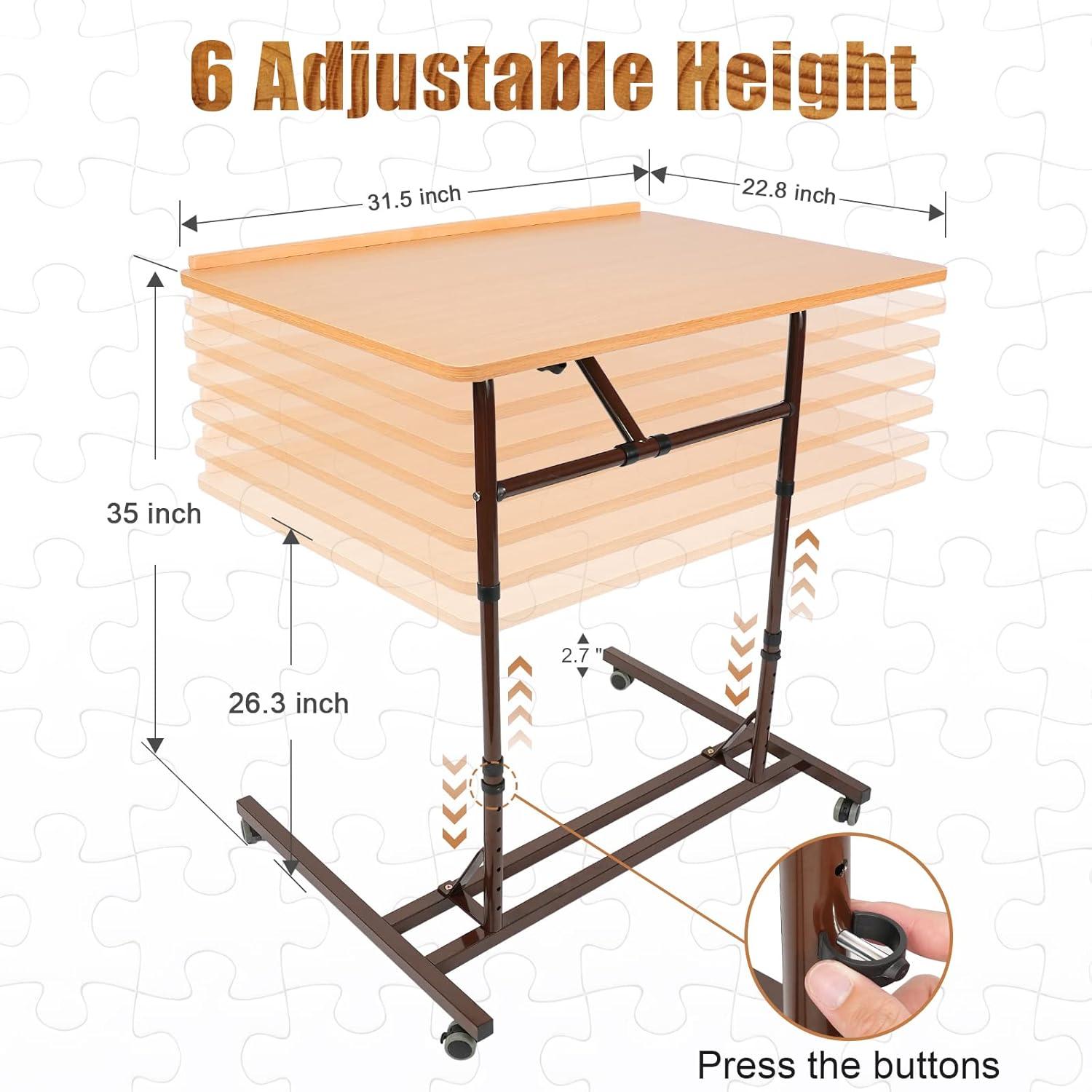imageALL4JIG Adjustable Wooden Jigsaw Puzzle Table with Wheels Fits 5002000 Piece Puzzles Puzzle Board Not Included