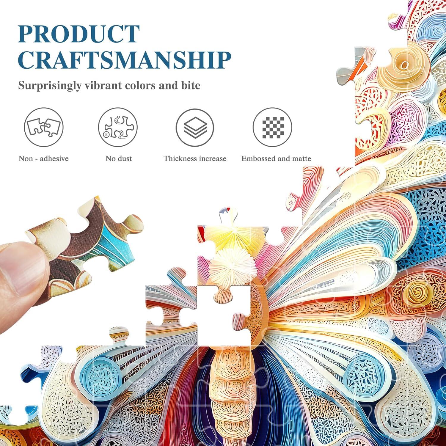 imageALL4JIG Butterfly Fun Jigsaw Puzzles for Adults and Kids 500 Pieces 197quot x 197quot Christmas Secret Santa Gift White Elephant Gifts Number Partitioned for Easy SolvingSmall Butterfly