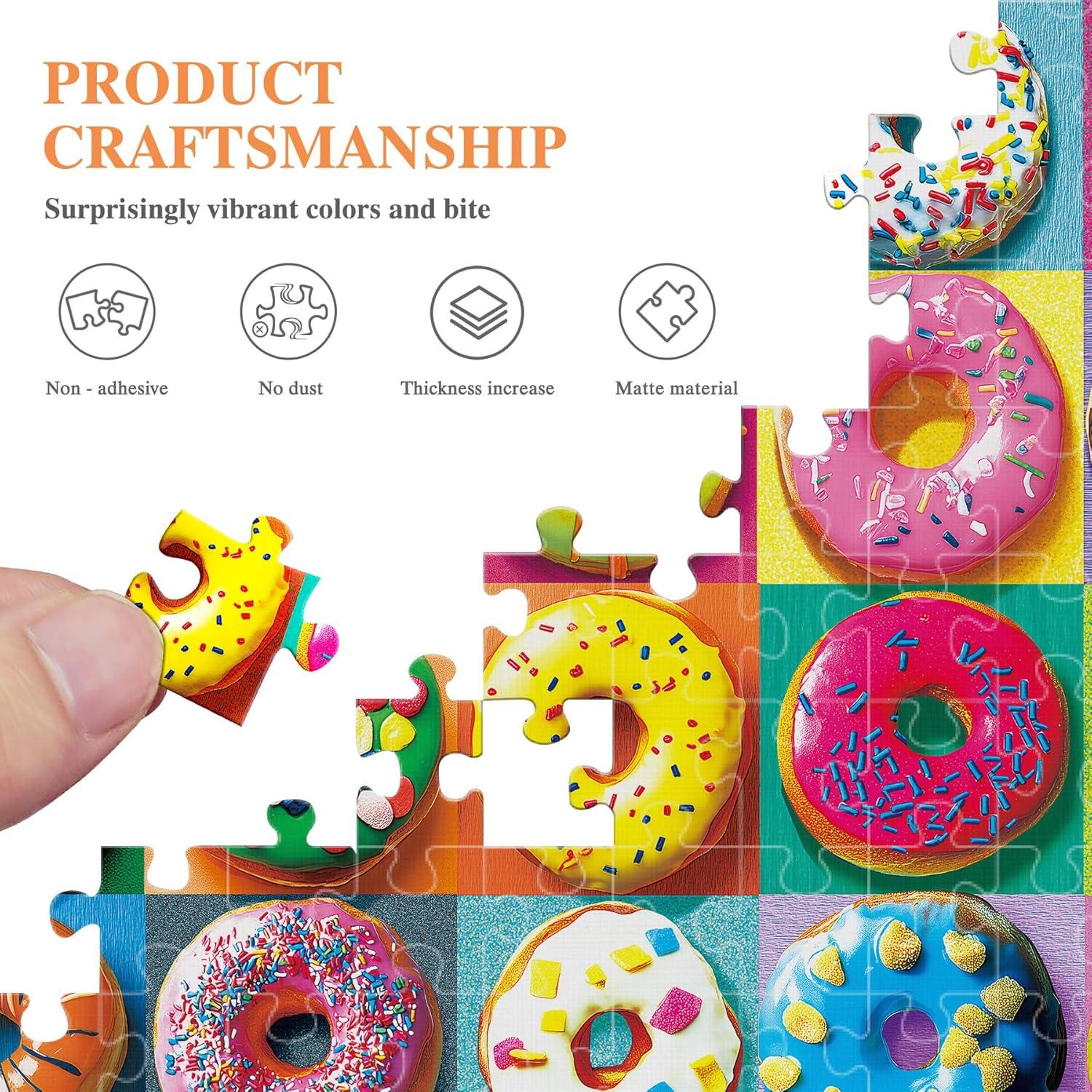 imageALL4JIG Butterfly Fun Jigsaw Puzzles for Adults and Kids 500 Pieces 197quot x 197quot Christmas Secret Santa Gift White Elephant Gifts Number Partitioned for Easy SolvingDoughnut