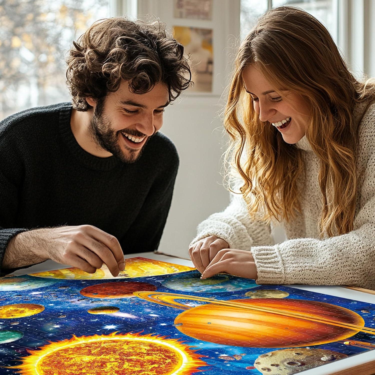 imageALL4JIG Butterfly Fun Jigsaw Puzzles for Adults and Kids 500 Pieces 197quot x 197quot Christmas Secret Santa Gift White Elephant Gifts Number Partitioned for Easy SolvingSolar System