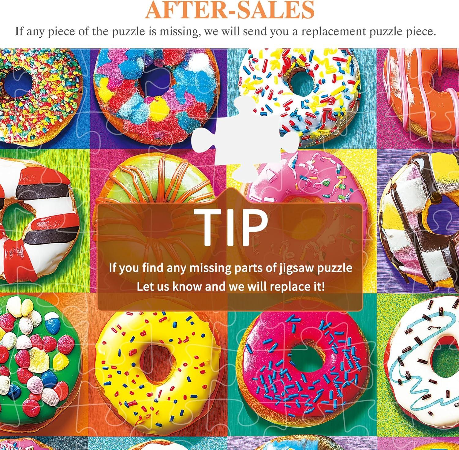 imageALL4JIG Butterfly Fun Jigsaw Puzzles for Adults and Kids 500 Pieces 197quot x 197quot Christmas Secret Santa Gift White Elephant Gifts Number Partitioned for Easy SolvingDoughnut
