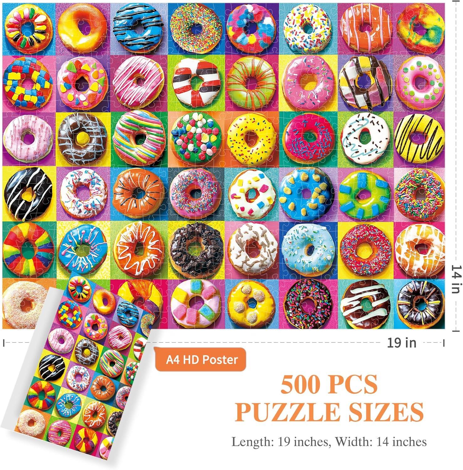 imageALL4JIG Butterfly Fun Jigsaw Puzzles for Adults and Kids 500 Pieces 197quot x 197quot Christmas Secret Santa Gift White Elephant Gifts Number Partitioned for Easy SolvingDoughnut