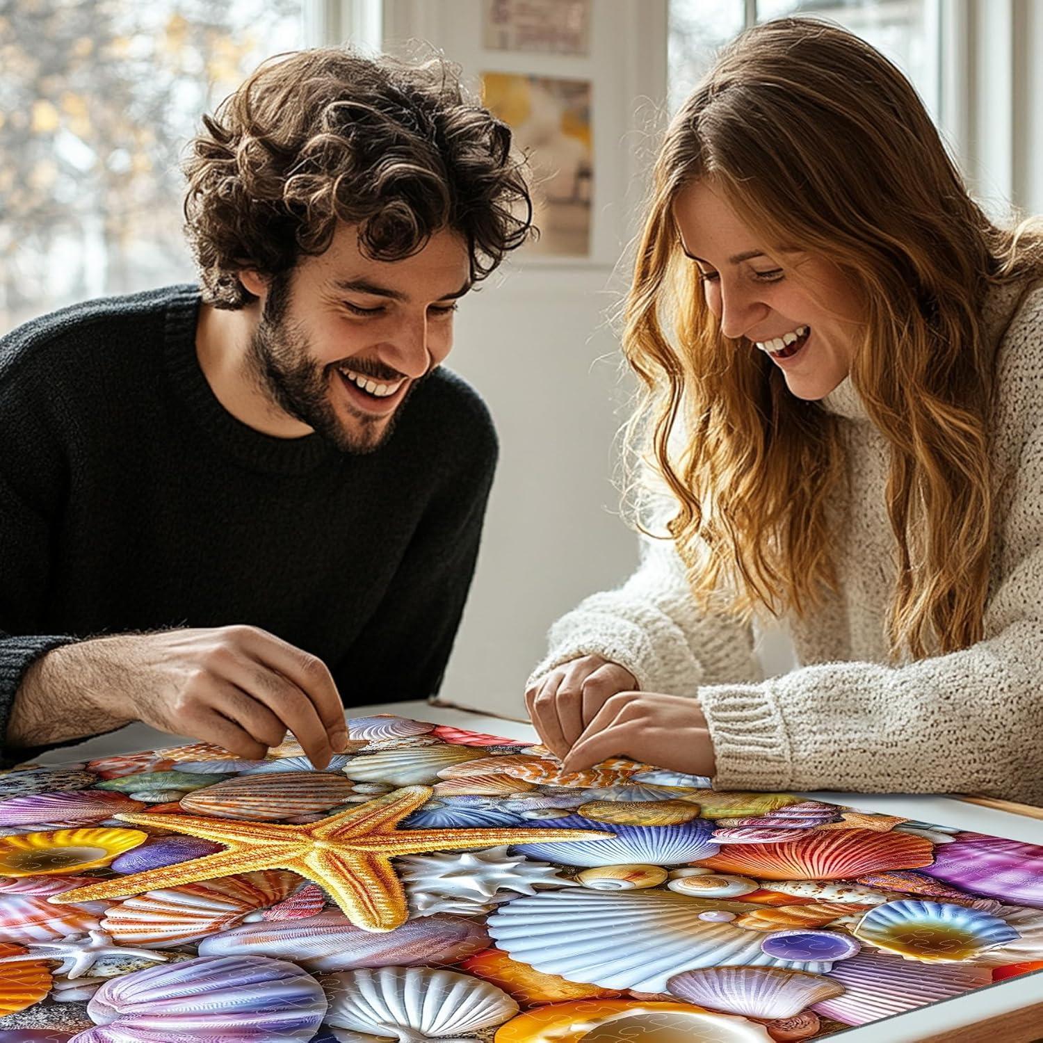 imageALL4JIG Butterfly Fun Jigsaw Puzzles for Adults and Kids 500 Pieces 197quot x 197quot Christmas Secret Santa Gift White Elephant Gifts Number Partitioned for Easy SolvingStarfish