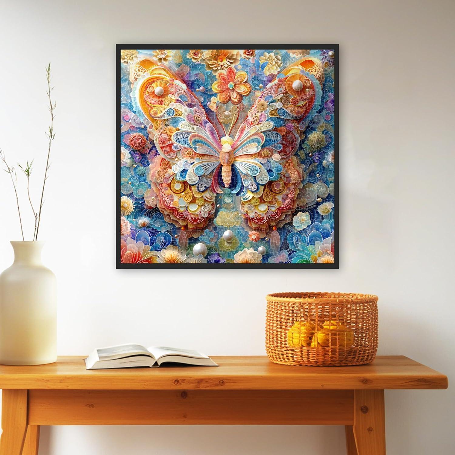 imageALL4JIG Butterfly Fun Jigsaw Puzzles for Adults and Kids 500 Pieces 197quot x 197quot Christmas Secret Santa Gift White Elephant Gifts Number Partitioned for Easy SolvingSmall Butterfly