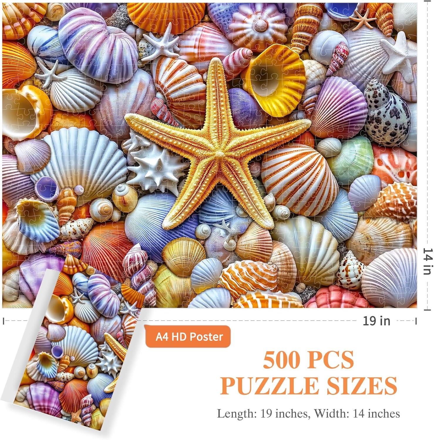 imageALL4JIG Butterfly Fun Jigsaw Puzzles for Adults and Kids 500 Pieces 197quot x 197quot Christmas Secret Santa Gift White Elephant Gifts Number Partitioned for Easy SolvingStarfish