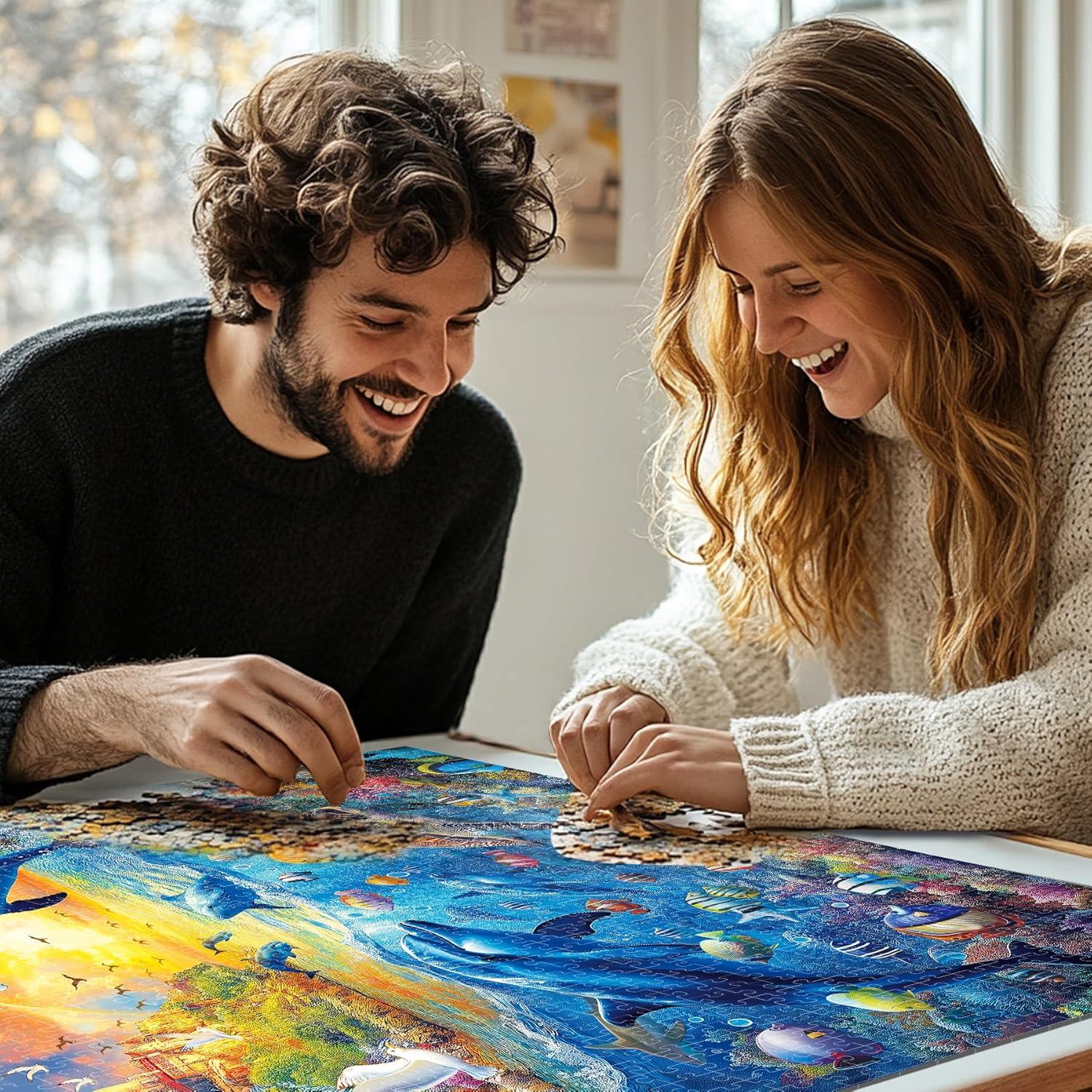 imageALL4JIG Butterfly Fun Jigsaw Puzzles for Adults and Kids 500 Pieces 197quot x 197quot Christmas Secret Santa Gift White Elephant Gifts Number Partitioned for Easy SolvingOcean