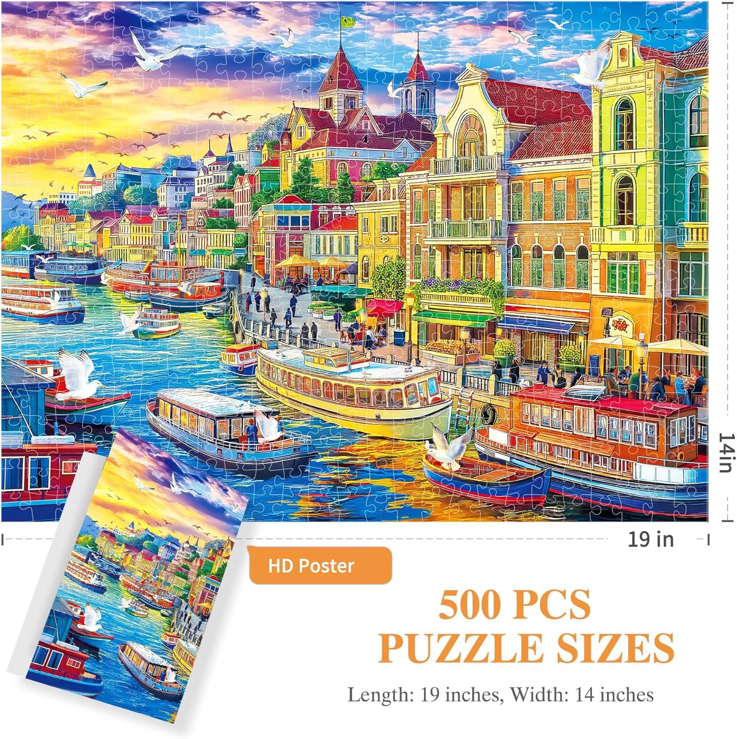imageALL4JIG Butterfly Fun Jigsaw Puzzles for Adults and Kids 500 Pieces 197quot x 197quot Christmas Secret Santa Gift White Elephant Gifts Number Partitioned for Easy SolvingHarbor
