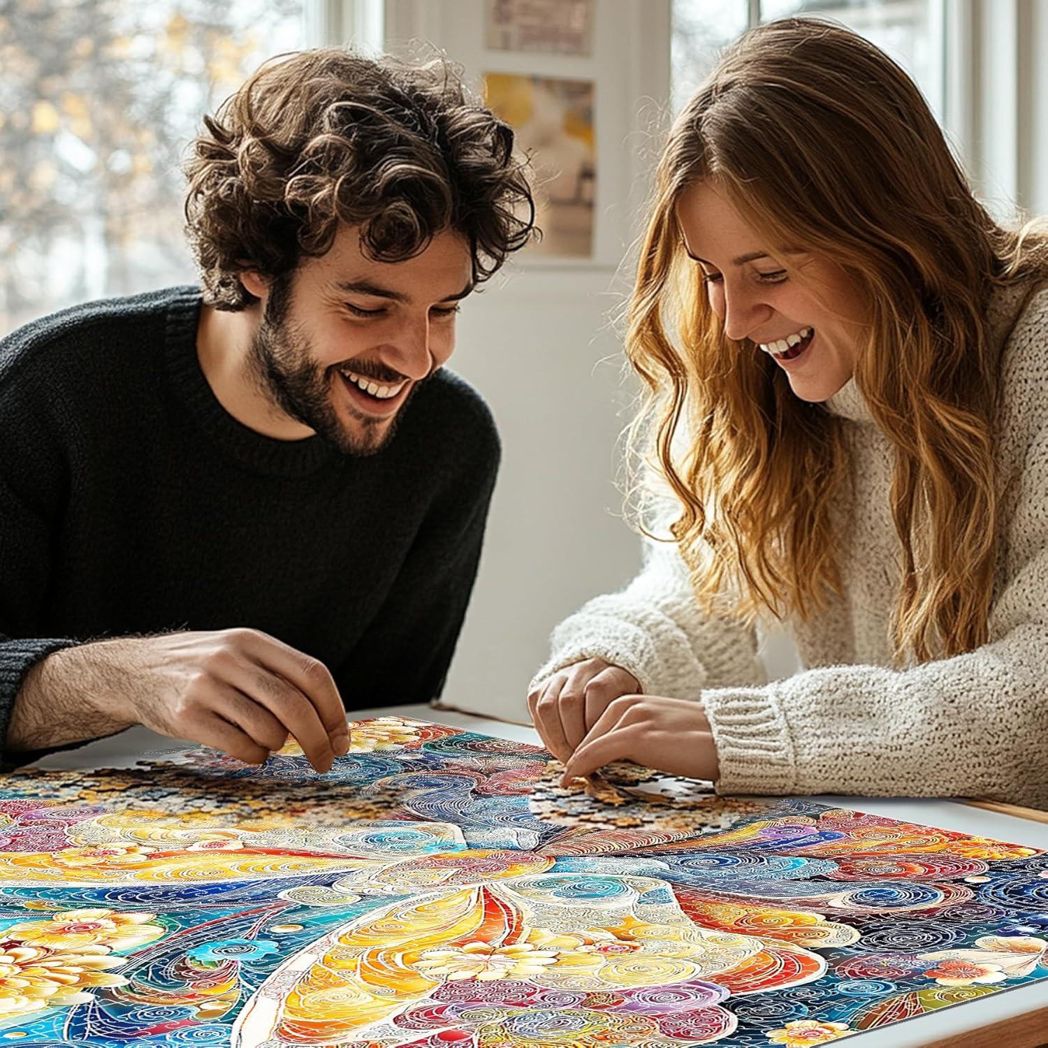 imageALL4JIG Butterfly Fun Jigsaw Puzzles for Adults and Kids 500 Pieces 197quot x 197quot Christmas Secret Santa Gift White Elephant Gifts Number Partitioned for Easy SolvingButterfly