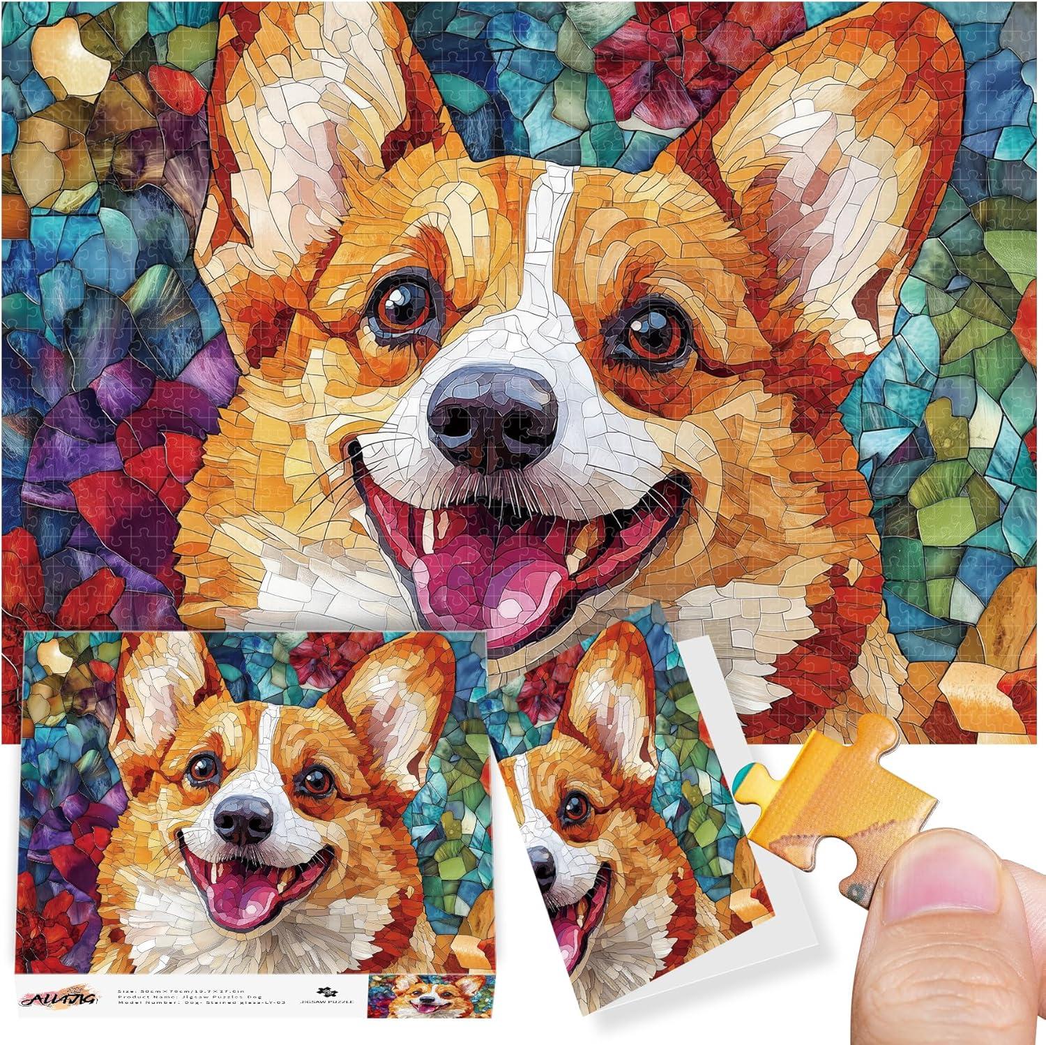 imageALL4JIG Dog Corgi Fun Jigsaw Puzzles for Adults and Kids 1000 Pieces Christmas Secret Santa Gift White Elephant Gifts for Dog Lovers Number Partitioned for Easy SolvingCorgi