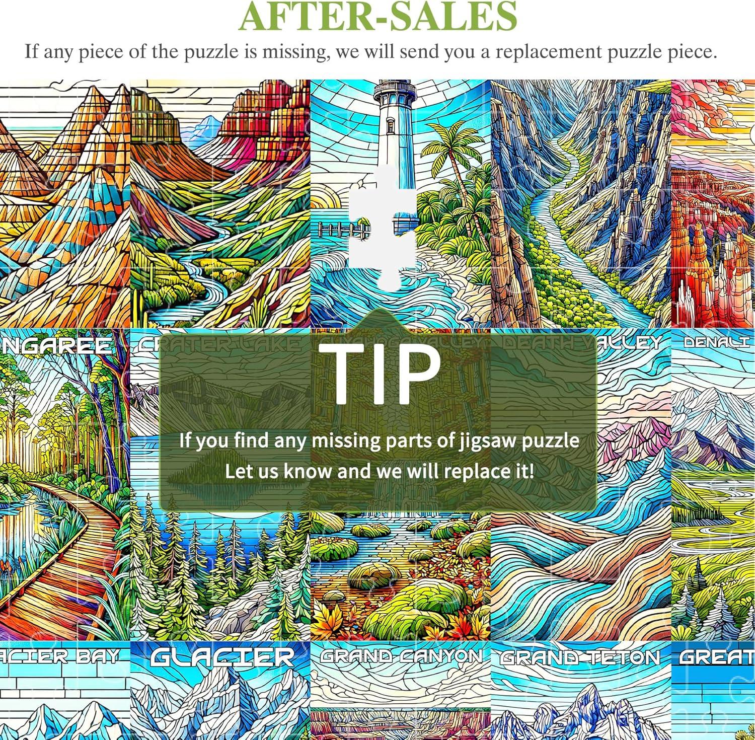 imageALL4JIG Dog Corgi Fun Jigsaw Puzzles for Adults and Kids 1000 Pieces Christmas Secret Santa Gift White Elephant Gifts for Dog Lovers Number Partitioned for Easy SolvingNational Park  C