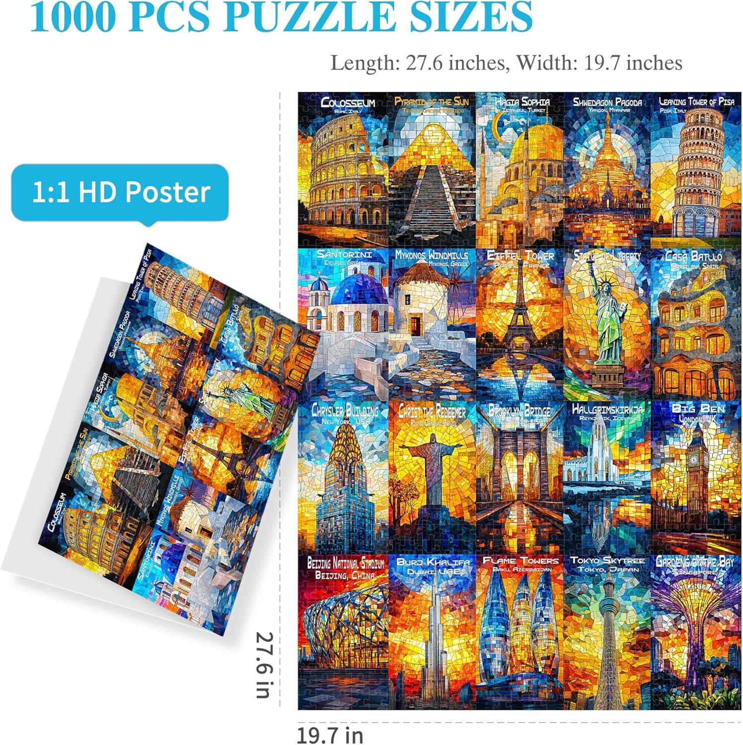 imageALL4JIG Dog Corgi Fun Jigsaw Puzzles for Adults and Kids 1000 Pieces Christmas Secret Santa Gift White Elephant Gifts for Dog Lovers Number Partitioned for Easy SolvingWorld Landmark