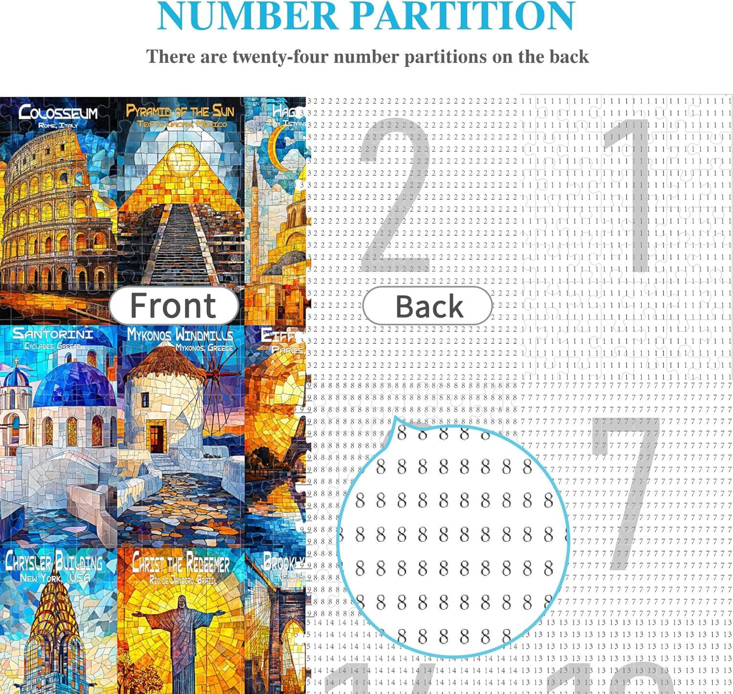 imageALL4JIG Dog Corgi Fun Jigsaw Puzzles for Adults and Kids 1000 Pieces Christmas Secret Santa Gift White Elephant Gifts for Dog Lovers Number Partitioned for Easy SolvingWorld Landmark