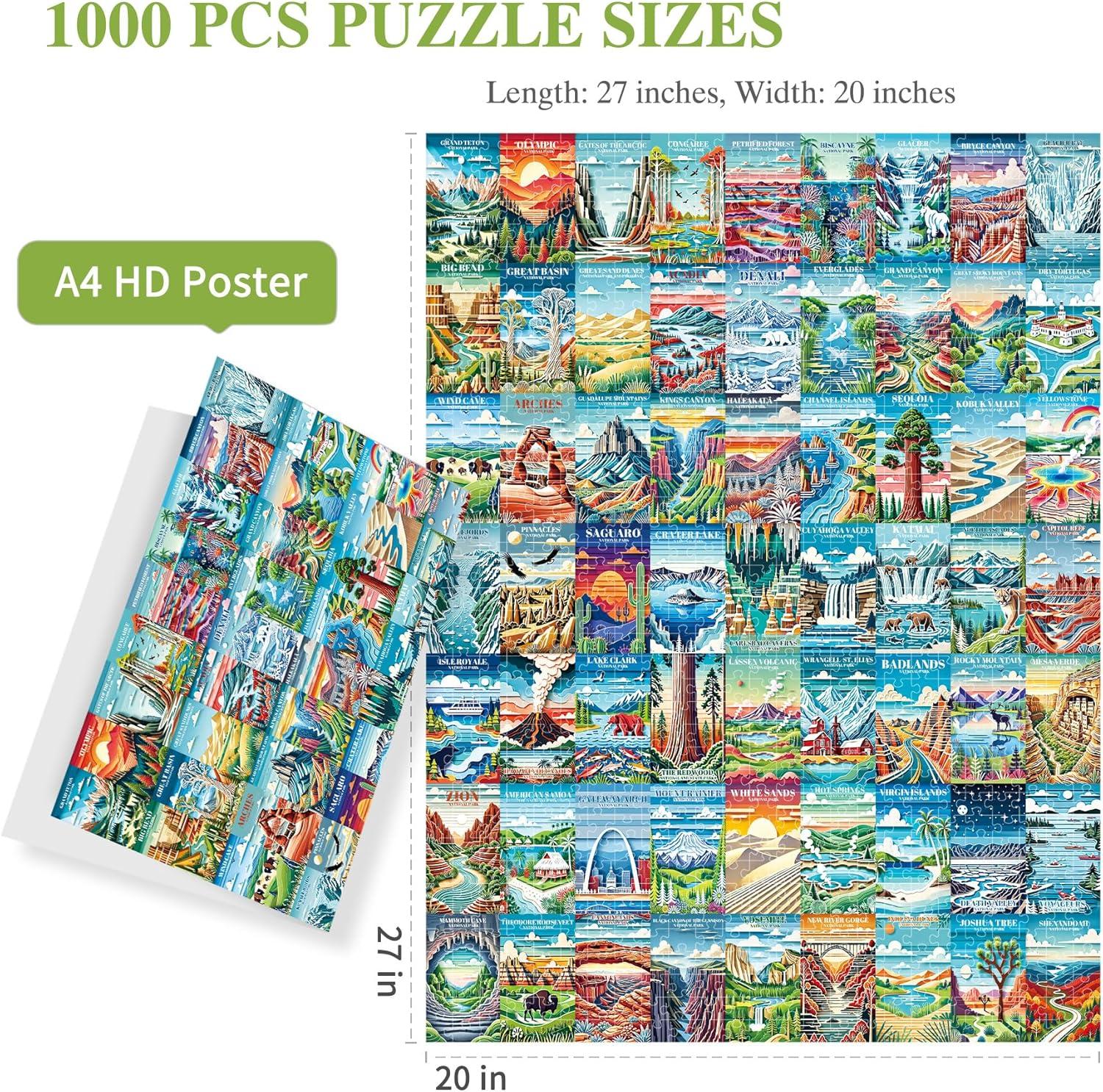 imageALL4JIG Dog Corgi Fun Jigsaw Puzzles for Adults and Kids 1000 Pieces Christmas Secret Santa Gift White Elephant Gifts for Dog Lovers Number Partitioned for Easy SolvingNational Park  A
