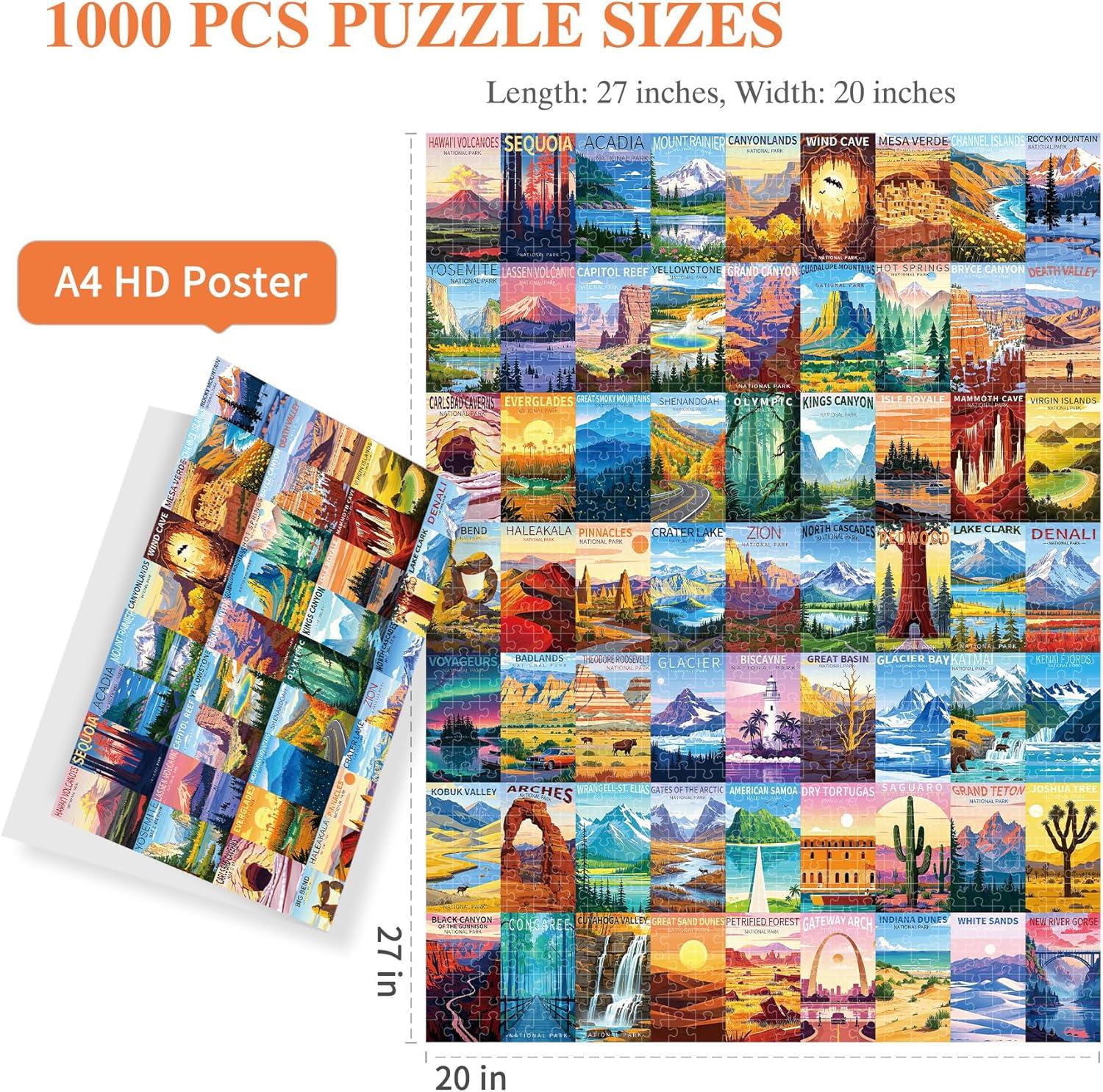 imageALL4JIG Dog Corgi Fun Jigsaw Puzzles for Adults and Kids 1000 Pieces Christmas Secret Santa Gift White Elephant Gifts for Dog Lovers Number Partitioned for Easy SolvingNational Park  B