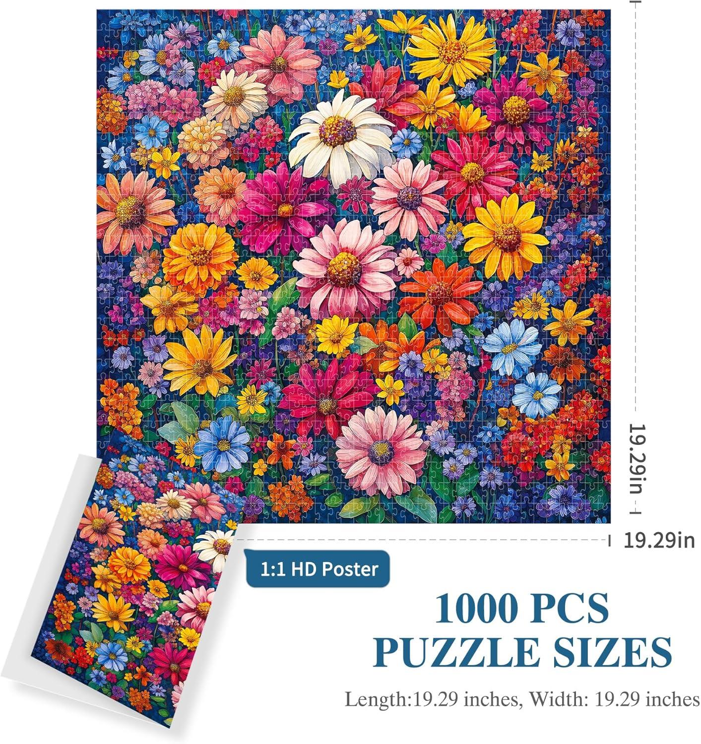 imageALL4JIG Dog Corgi Fun Jigsaw Puzzles for Adults and Kids 1000 Pieces Christmas Secret Santa Gift White Elephant Gifts for Dog Lovers Number Partitioned for Easy SolvingSunflower