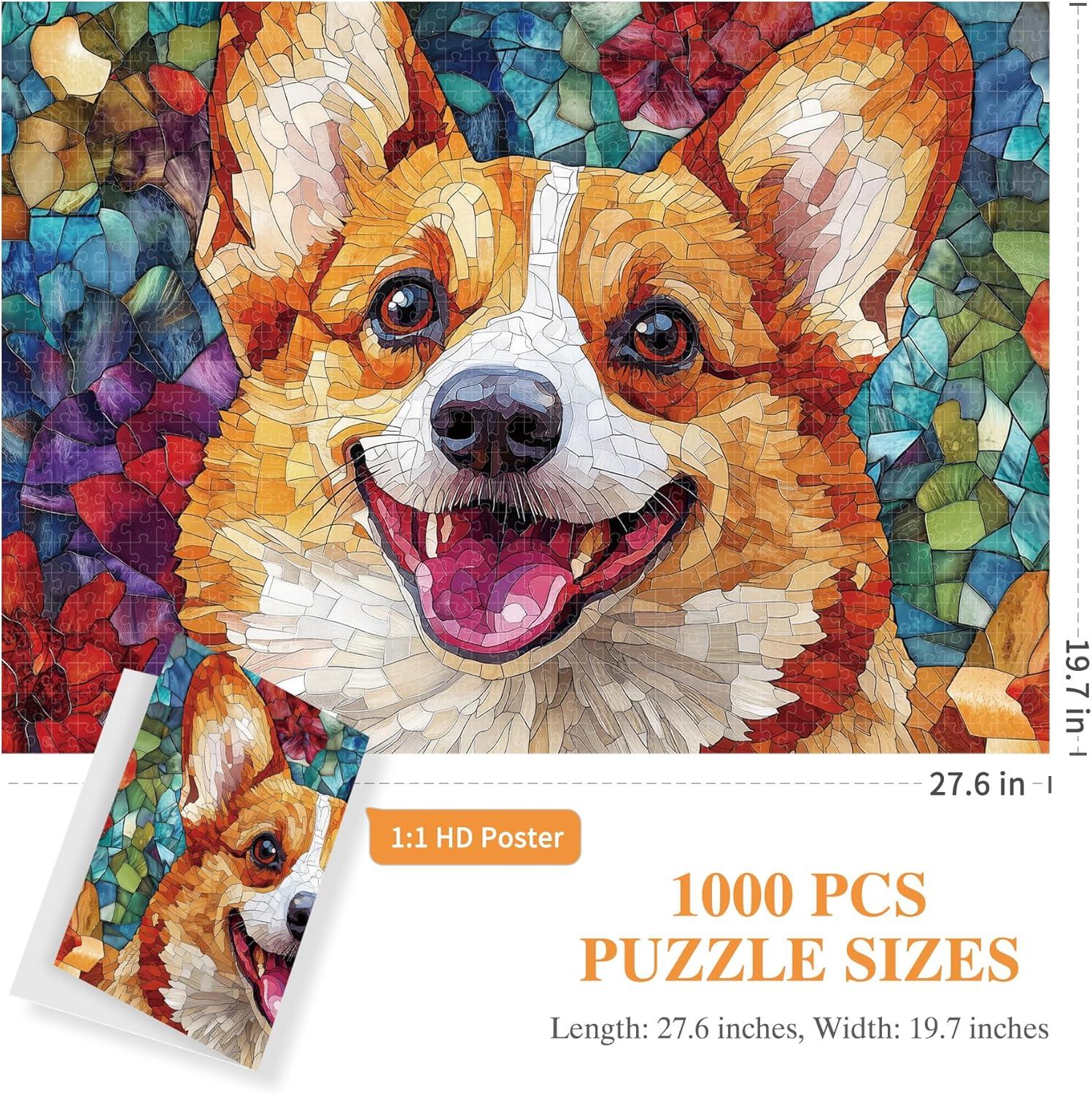 imageALL4JIG Dog Corgi Fun Jigsaw Puzzles for Adults and Kids 1000 Pieces Christmas Secret Santa Gift White Elephant Gifts for Dog Lovers Number Partitioned for Easy SolvingCorgi