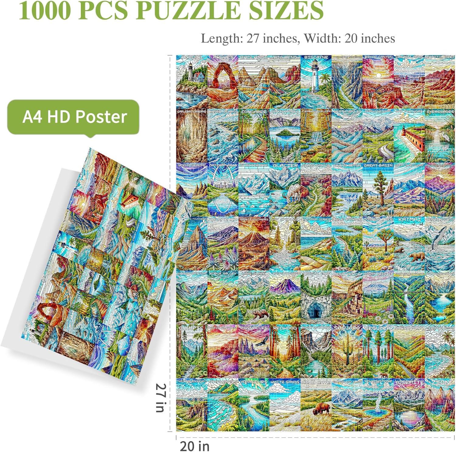 imageALL4JIG Dog Corgi Fun Jigsaw Puzzles for Adults and Kids 1000 Pieces Christmas Secret Santa Gift White Elephant Gifts for Dog Lovers Number Partitioned for Easy SolvingNational Park  C