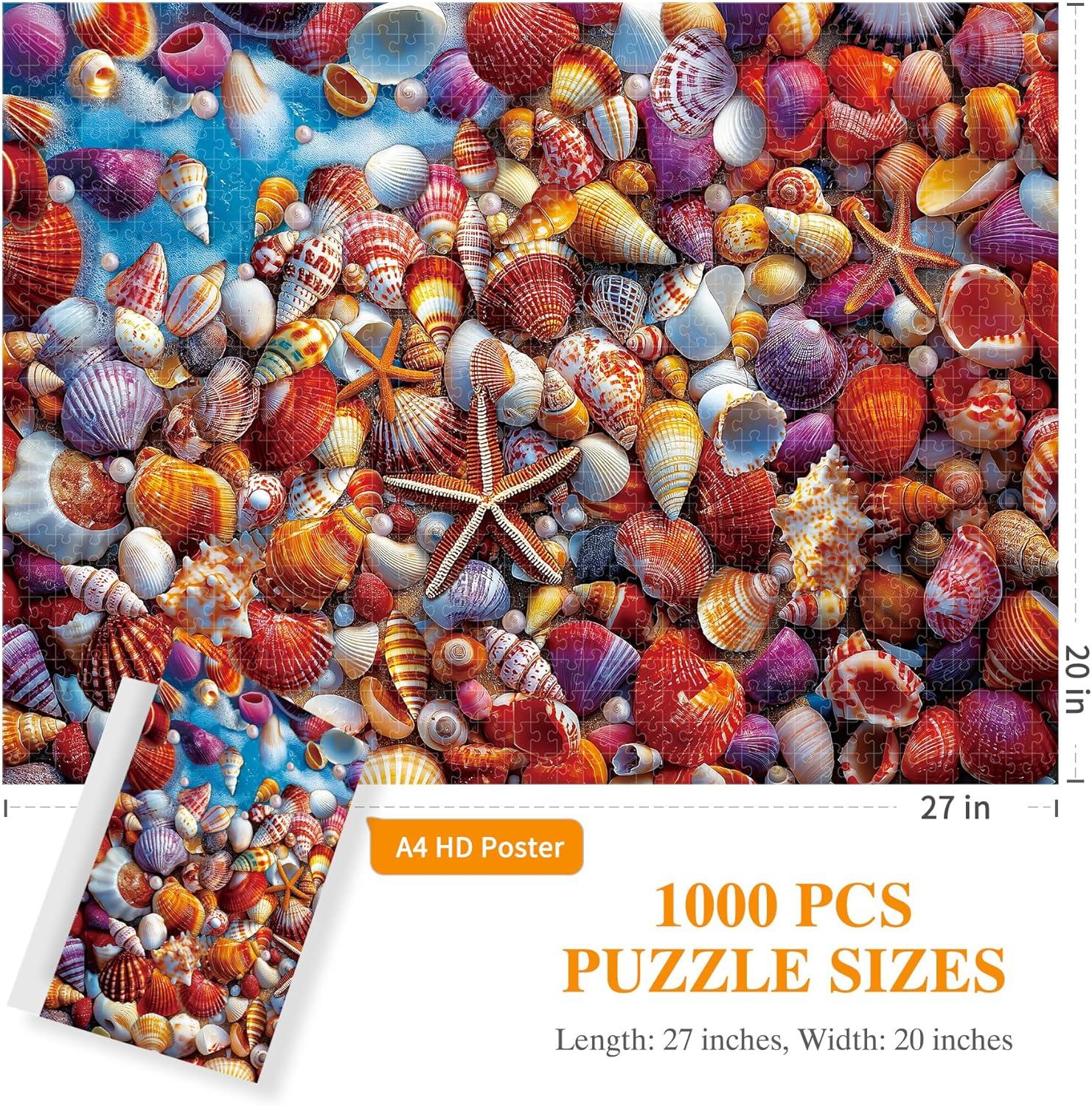 imageALL4JIG Dog Corgi Fun Jigsaw Puzzles for Adults and Kids 1000 Pieces Christmas Secret Santa Gift White Elephant Gifts for Dog Lovers Number Partitioned for Easy SolvingBeach Shell
