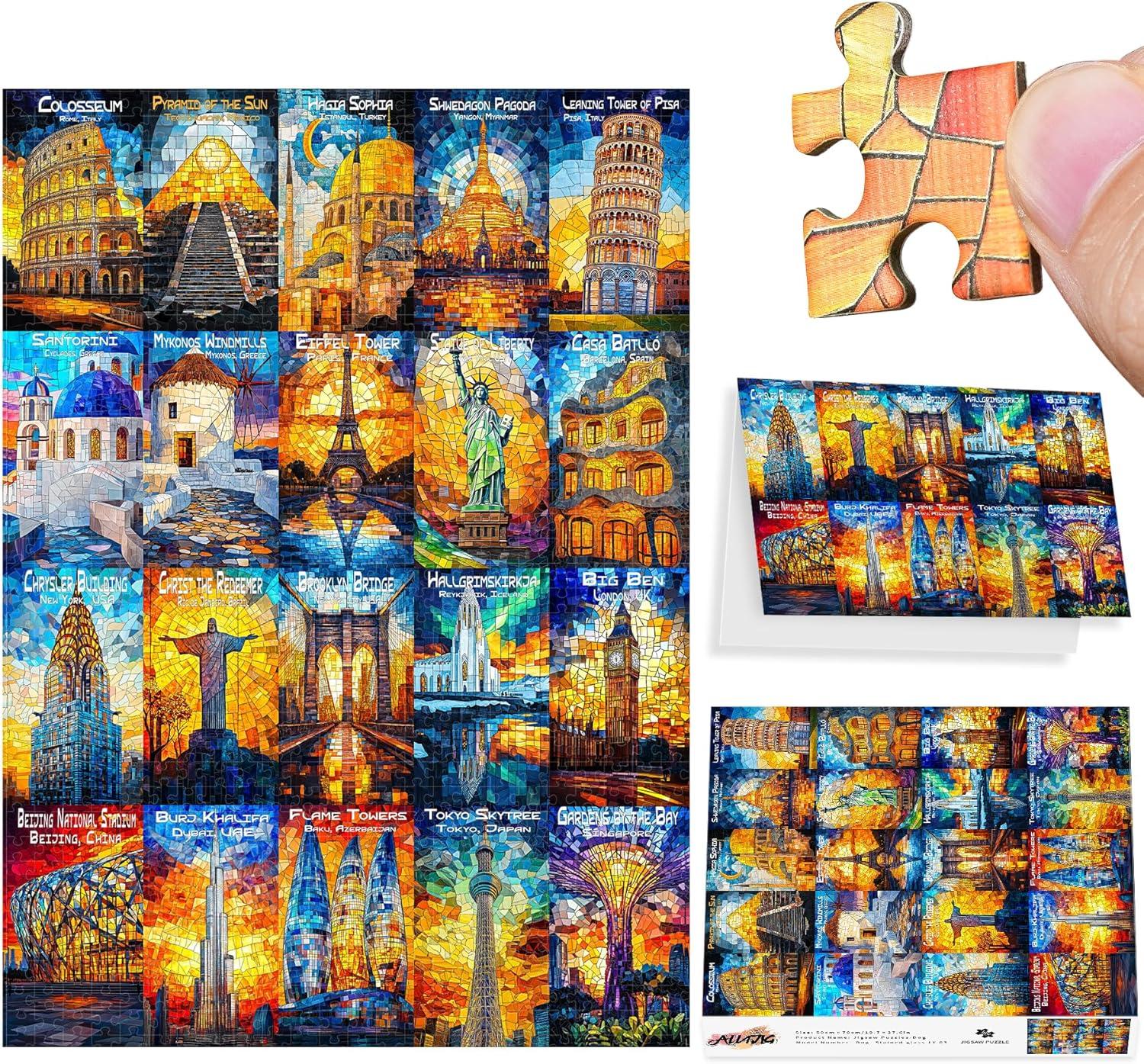 imageALL4JIG Dog Corgi Fun Jigsaw Puzzles for Adults and Kids 1000 Pieces Christmas Secret Santa Gift White Elephant Gifts for Dog Lovers Number Partitioned for Easy SolvingWorld Landmark