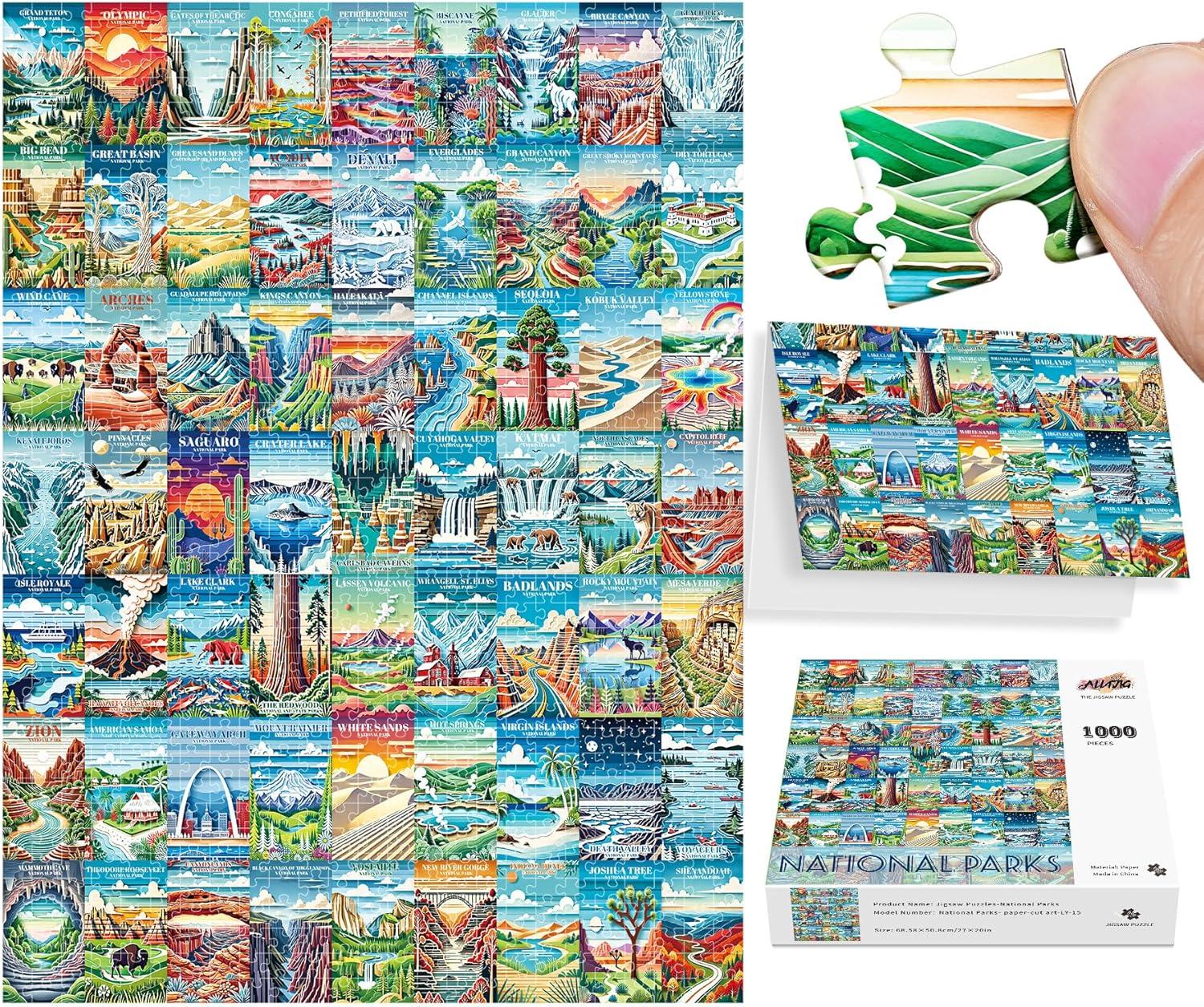 imageALL4JIG Dog Corgi Fun Jigsaw Puzzles for Adults and Kids 1000 Pieces Christmas Secret Santa Gift White Elephant Gifts for Dog Lovers Number Partitioned for Easy SolvingNational Park  A